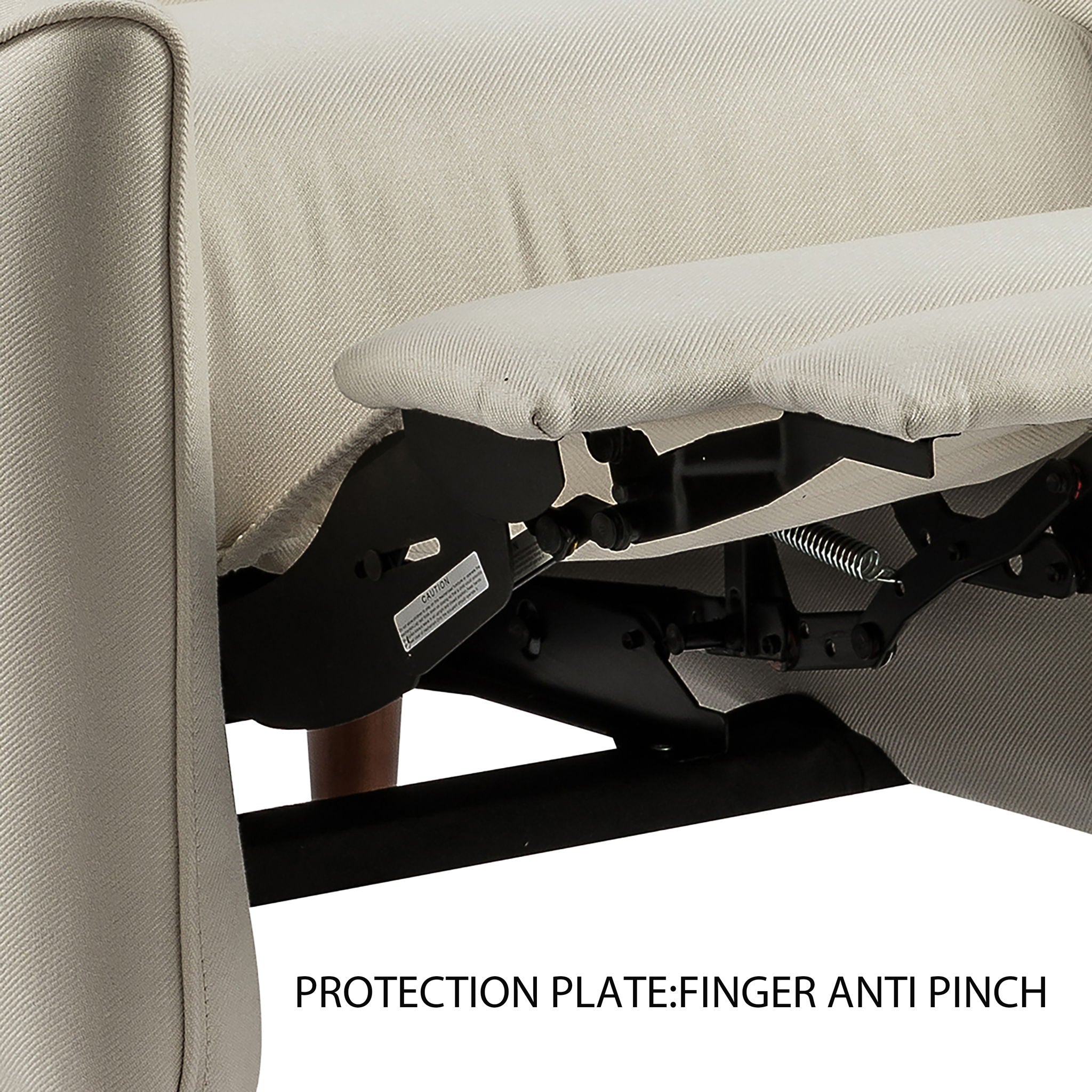 Upholstered Push Recliner Chair With Rubber Wood Legs For Living Room