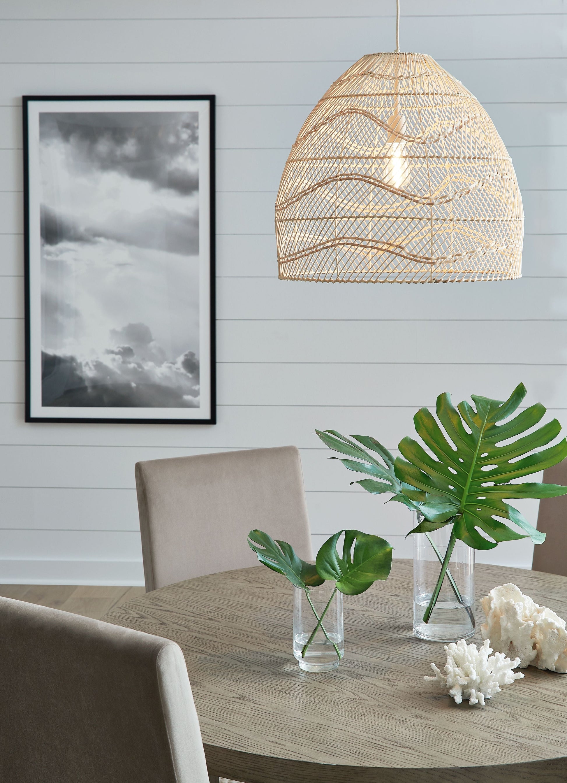 Signature Design by Ashley® Coenbell - Beige - Rattan Pendant Light | Meri Furniture