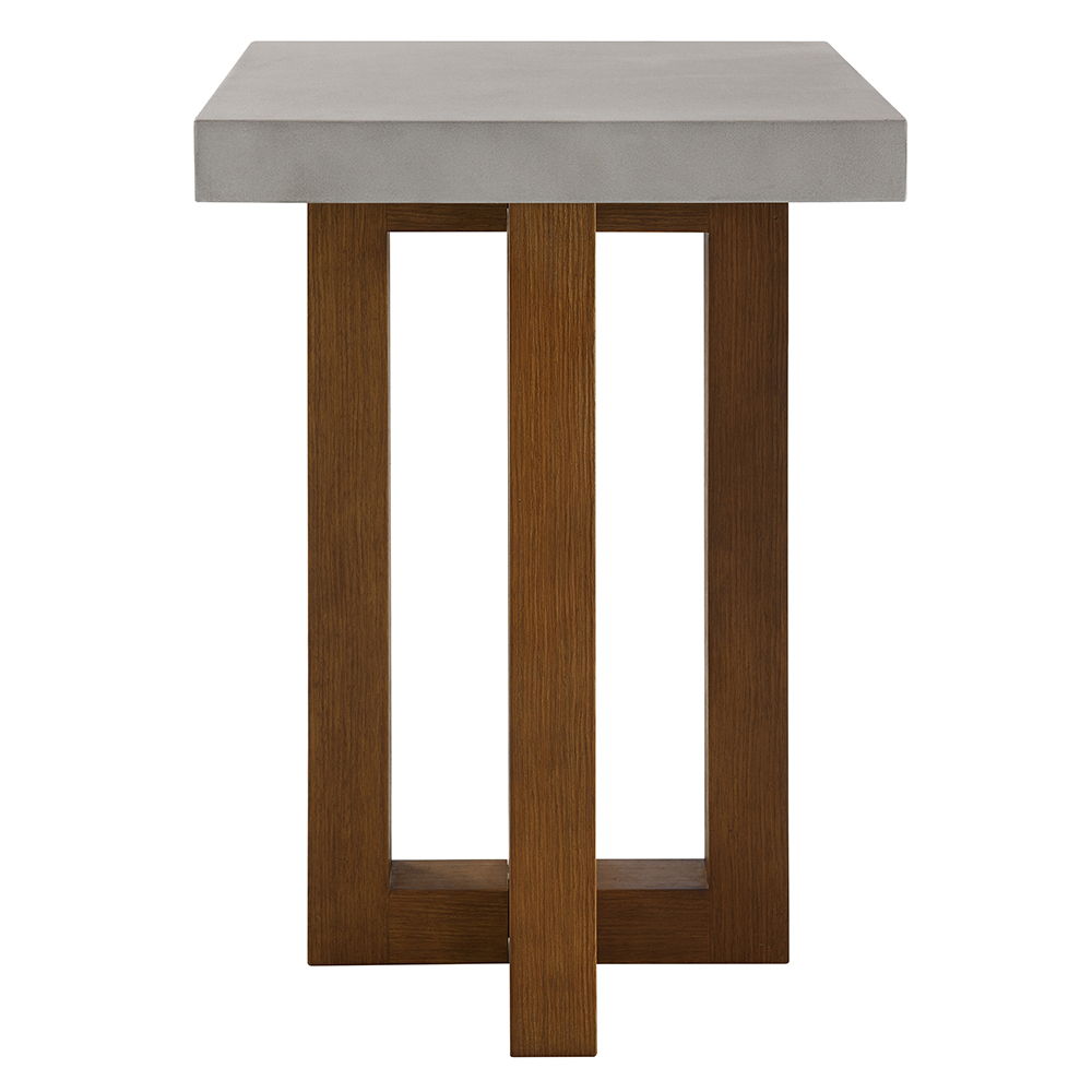 ACME Keven - End Table - Faux Concrete Top & Walnut Finish | Meri Furniture