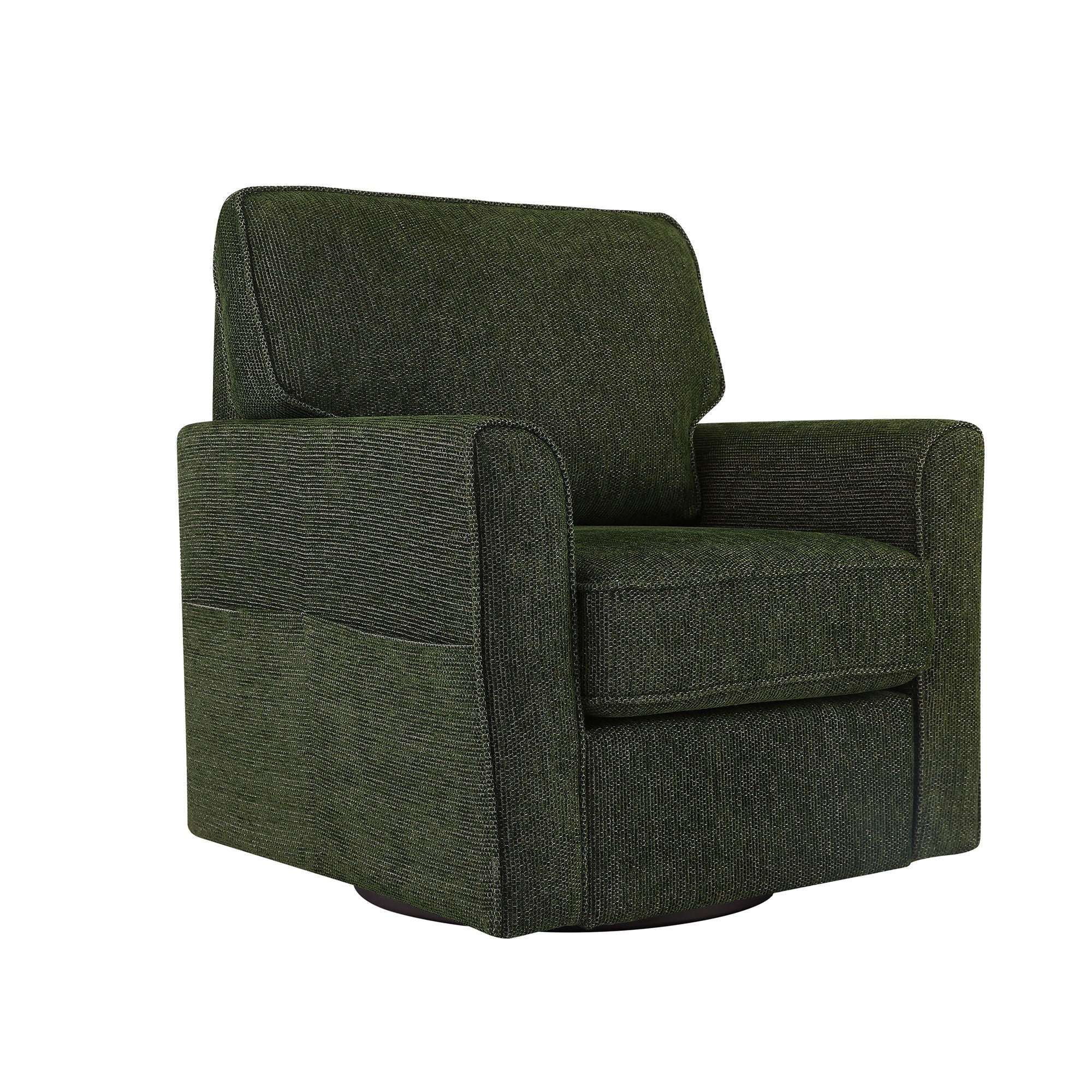 360° Swivel Accent Barrel Armchair With Side Pockets, Compact Design