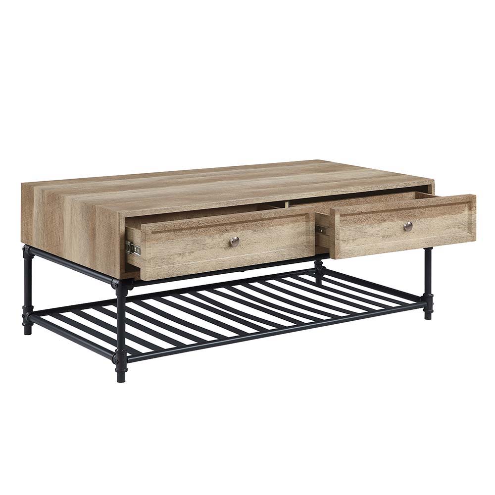 ACME Brantley - Coffee Table - Oak & Sandy Black Finish | Meri Furniture