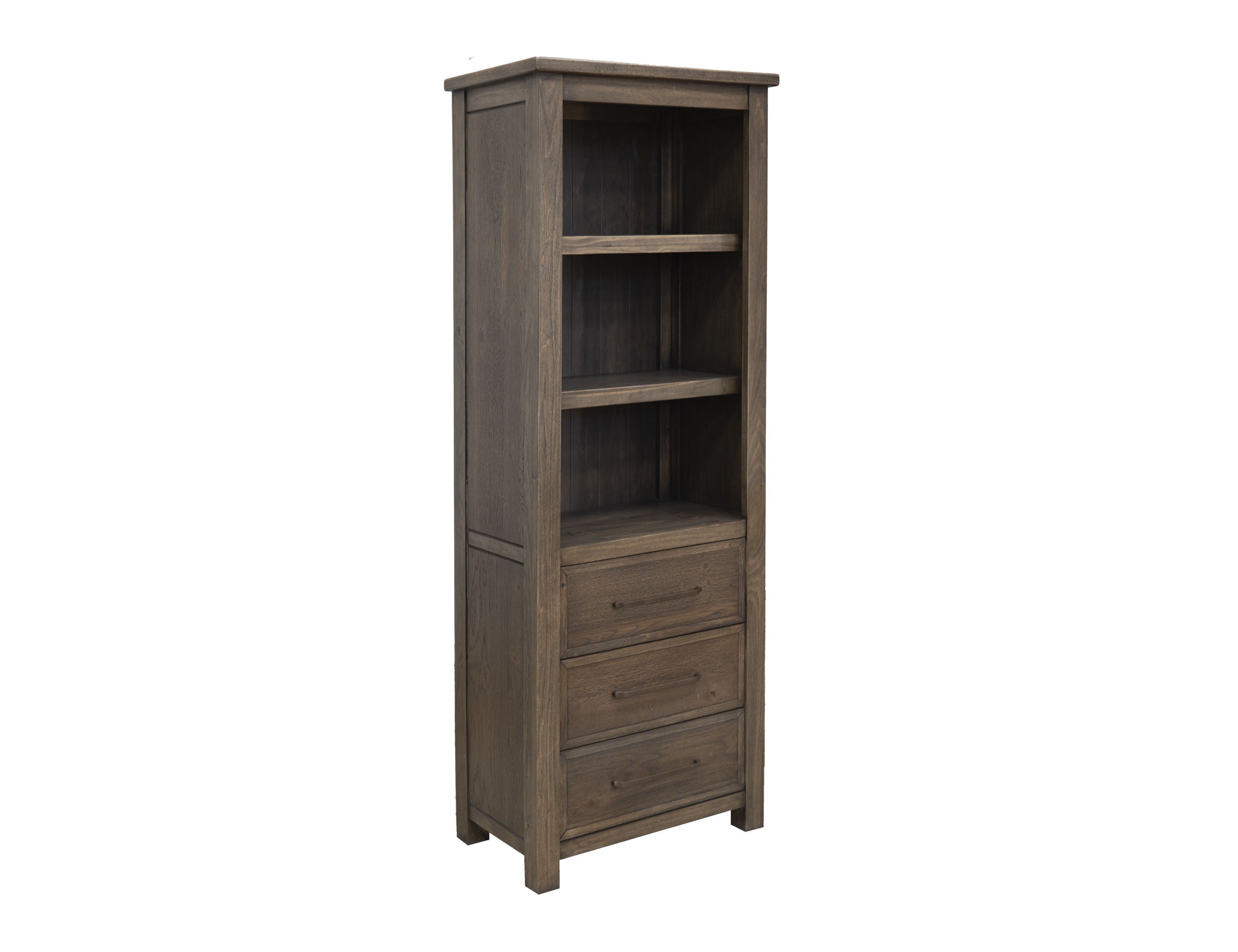 International Furniture Direct Novus lodge - 3 Drawer 3 Shelves Bookcase - Walnut Brown | Meri Furniture
