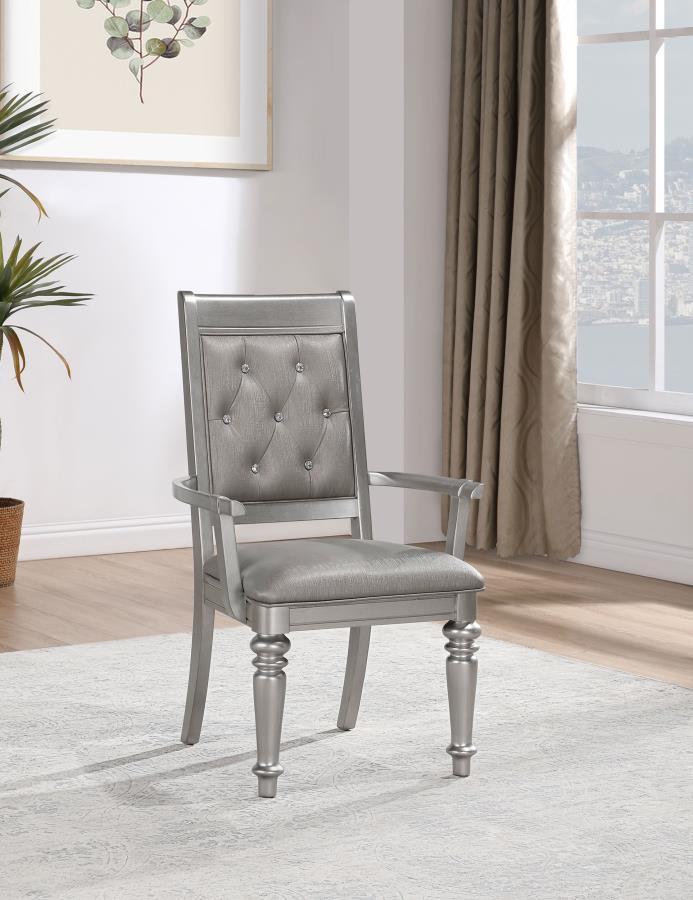Coaster Fine Furniture Bling Game - Dining Arm Chair (Set of 2) - Metallic Platinum | Meri Furniture
