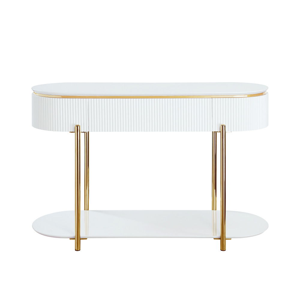 ACME Daveigh - Sofa Table - White High & Gold | Meri Furniture