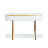 ACME Daveigh - Sofa Table - White High & Gold | Meri Furniture