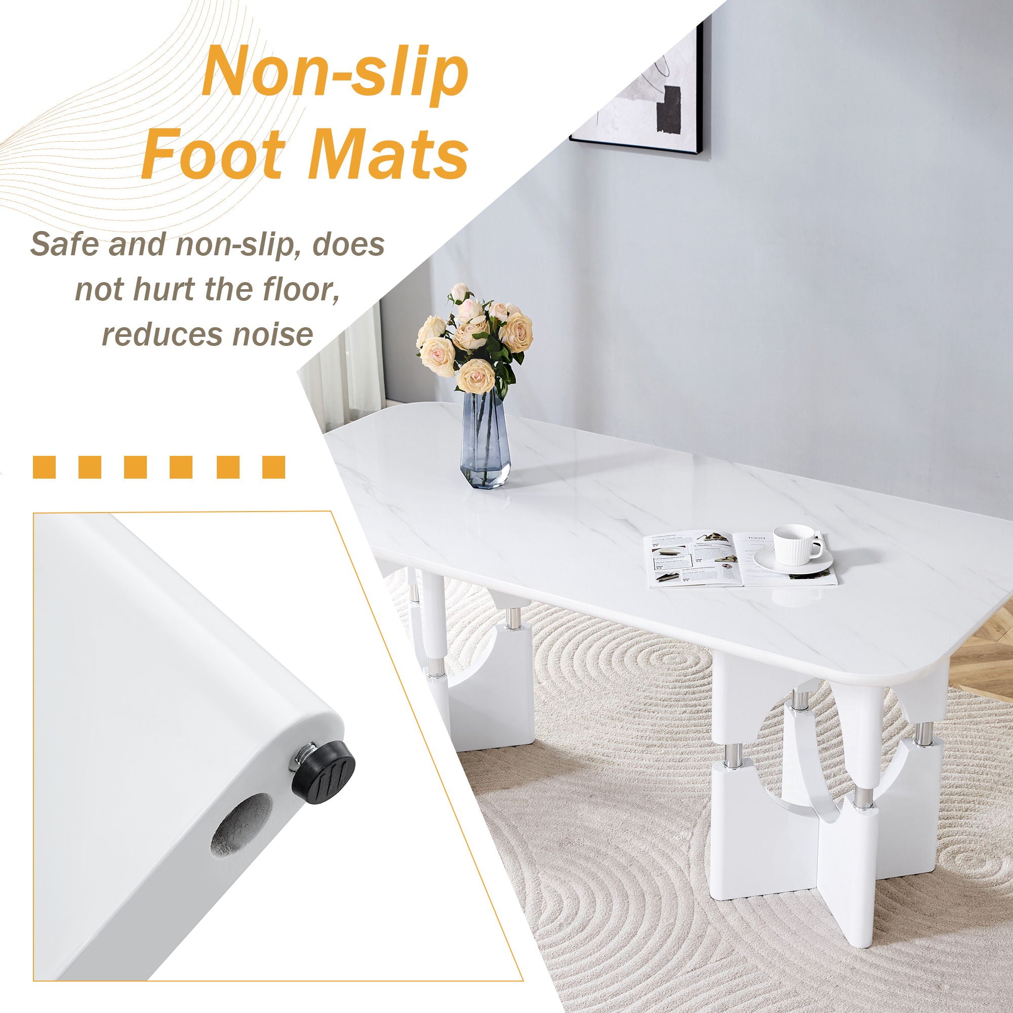 Modern Dining Table With Sleek Hollow-Out Frame And Accents