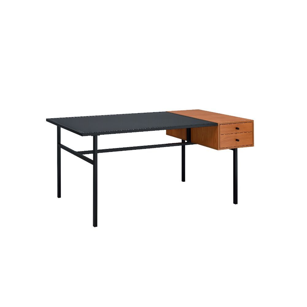 ACME Oaken - Desk - Honey Oak & Black | Meri Furniture