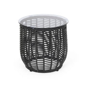 Boho Arias - Side Table With Tempered Glass Top And Rattan Wrap
