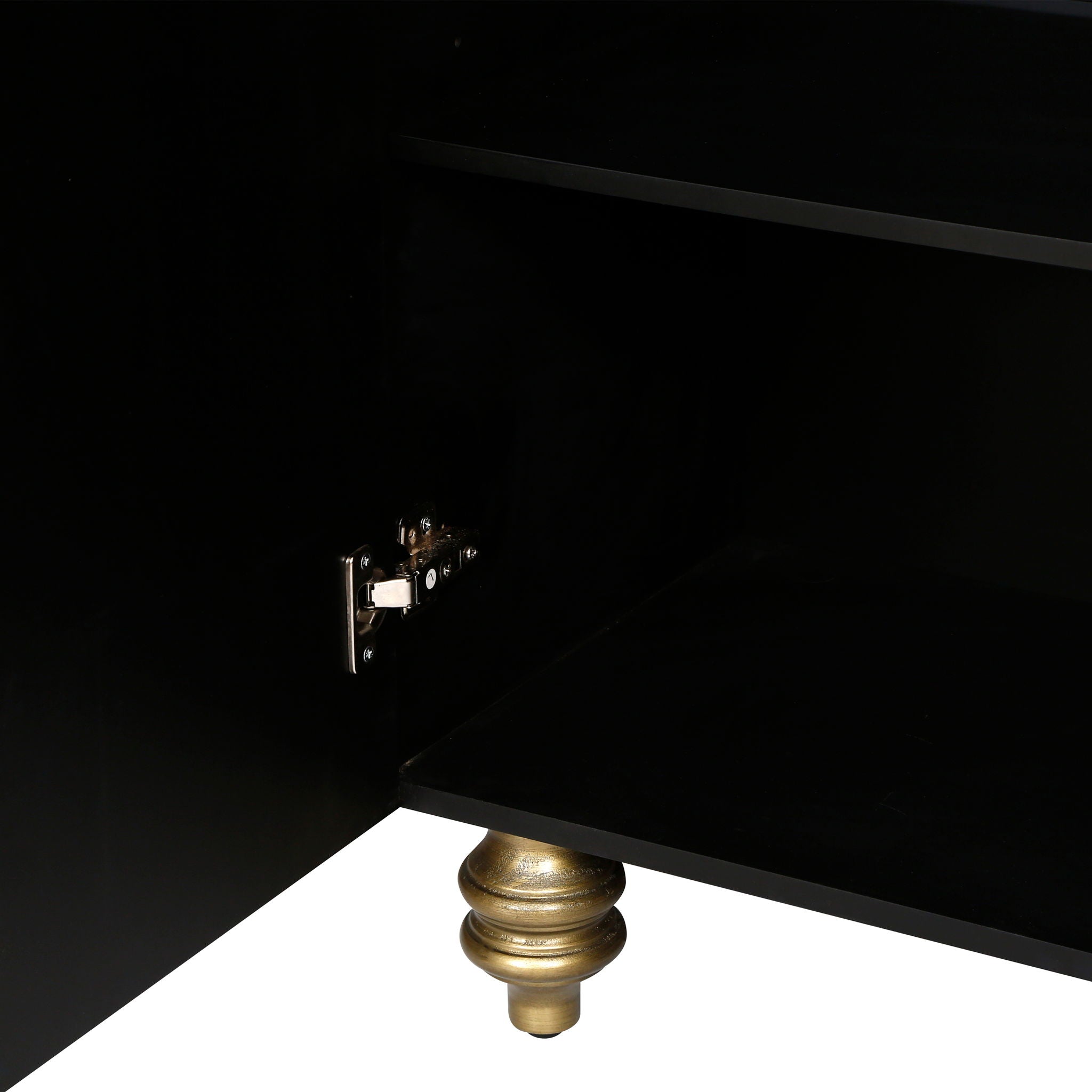 Modern Fluted Sideboard Buffet With Storage, Curve Element, 4 Doors With Adjustable Shelves