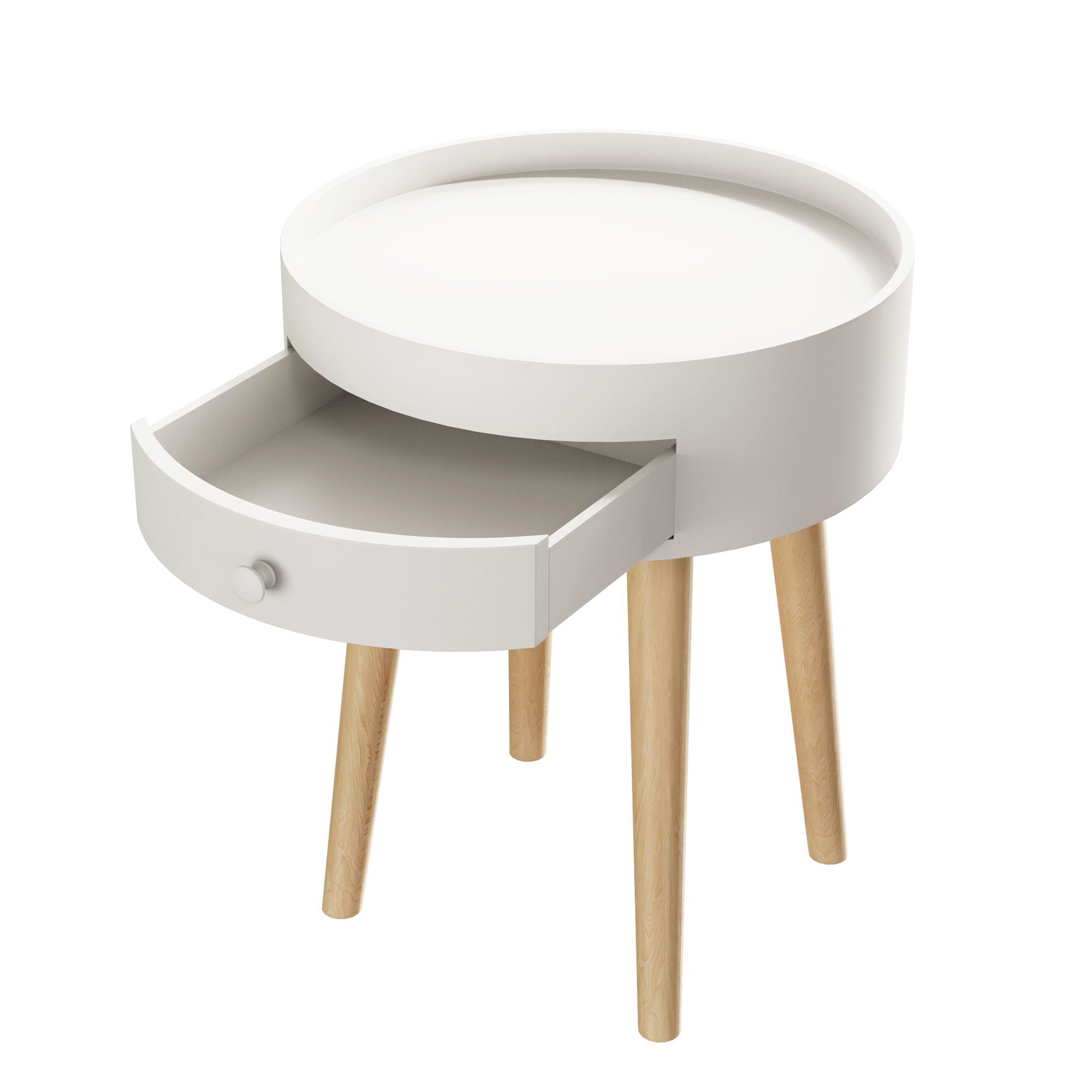 Nightstand With Storage Drawer, Bedside Table For Bedroom - White