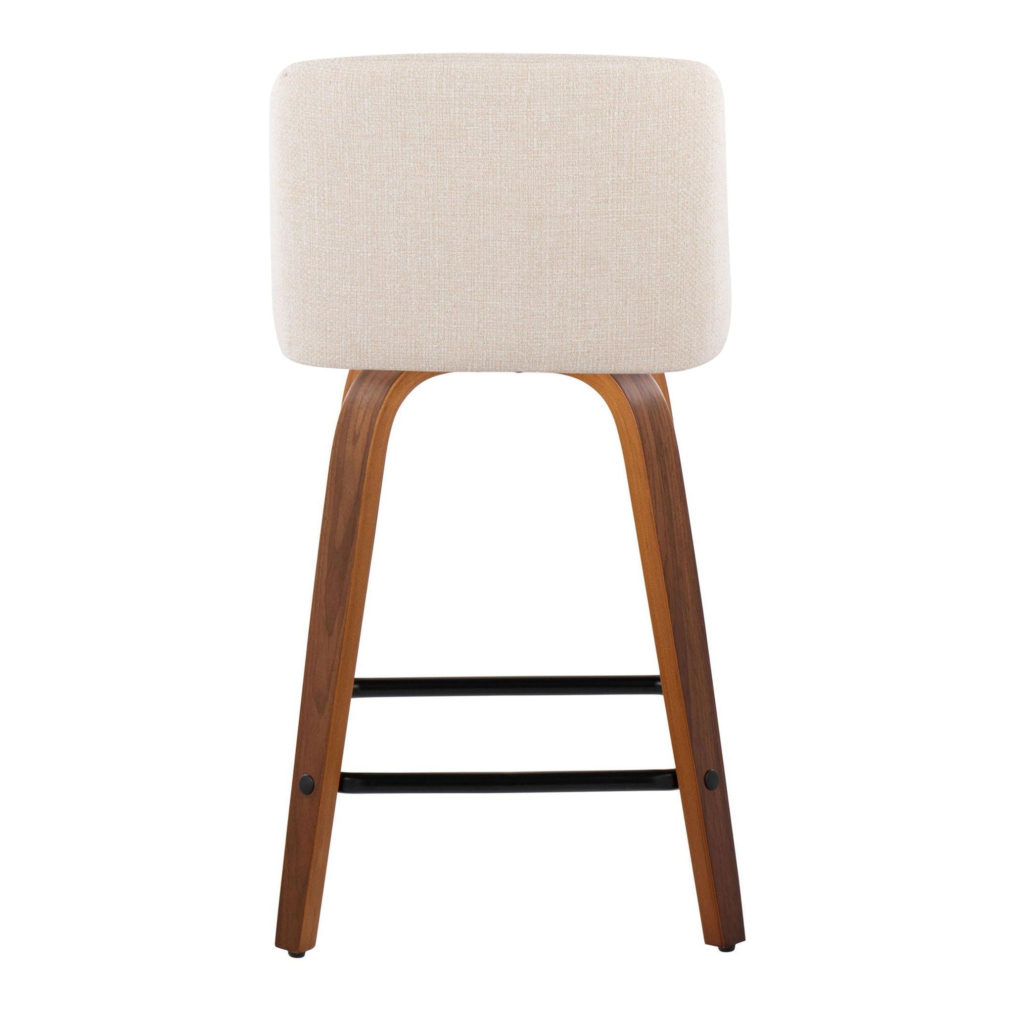 Toriano - Mid Century Modern Fixed Height Counter Stool With Swivel & Square Footrest (Set of 2)