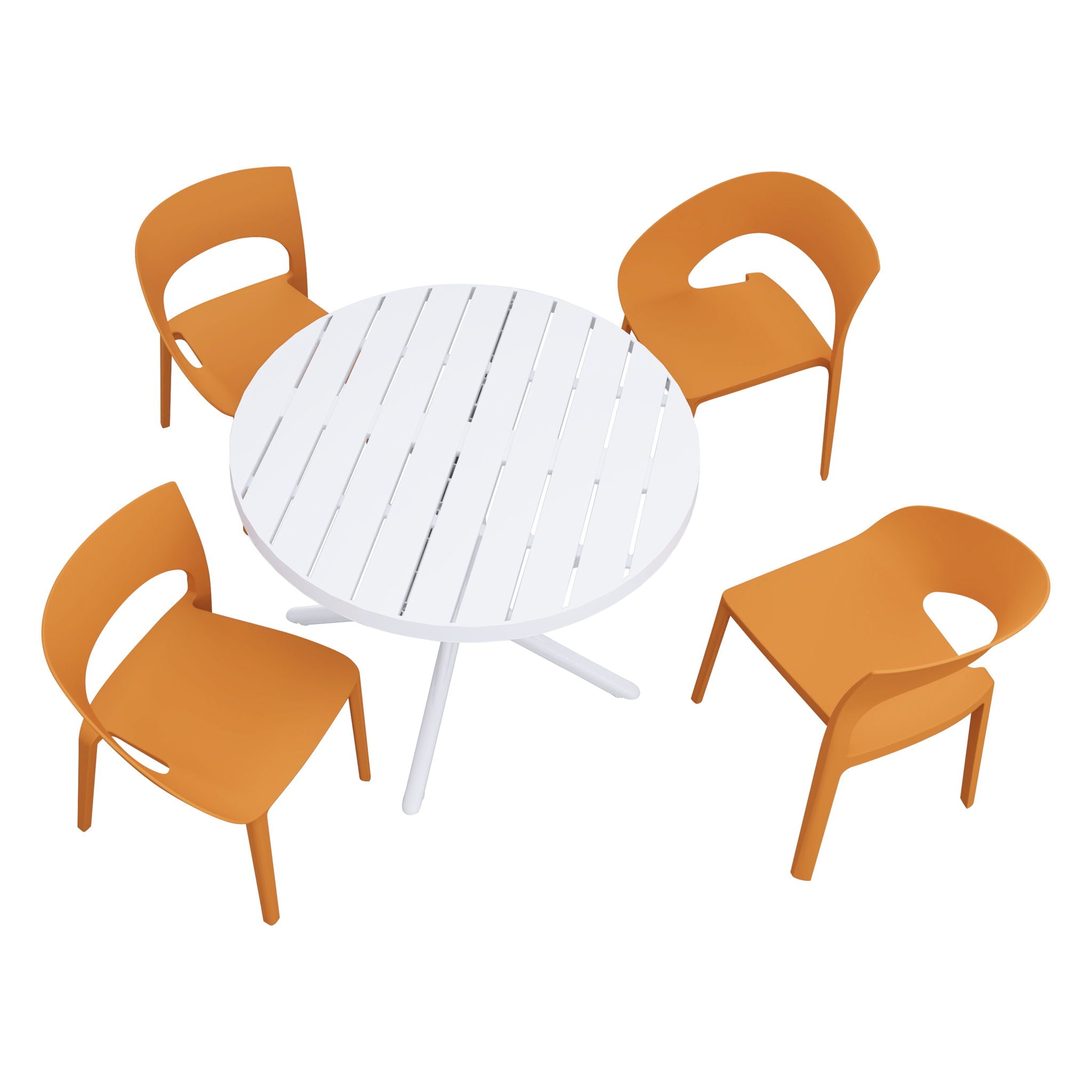 4 Piece Set Of Modern Designed Single Chairs With Round Table