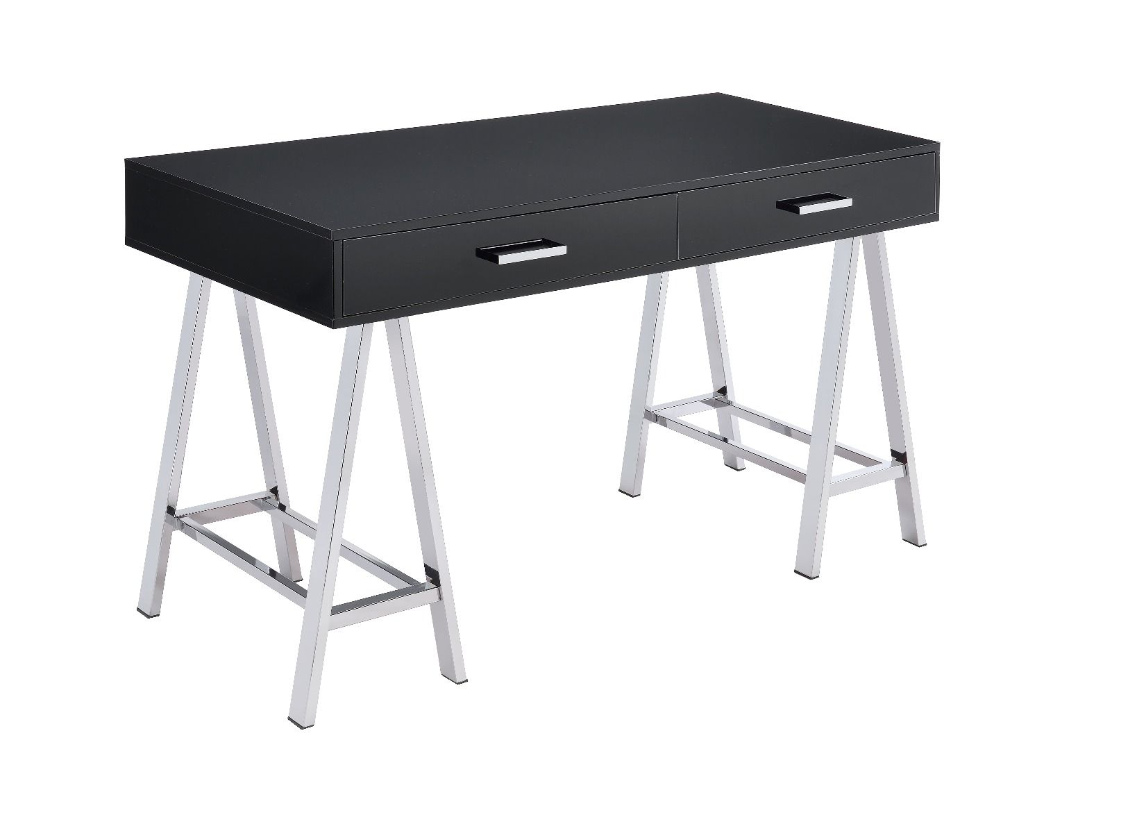 ACME Coleen - Desk - Black High Gloss & Chrome Finish | Meri Furniture