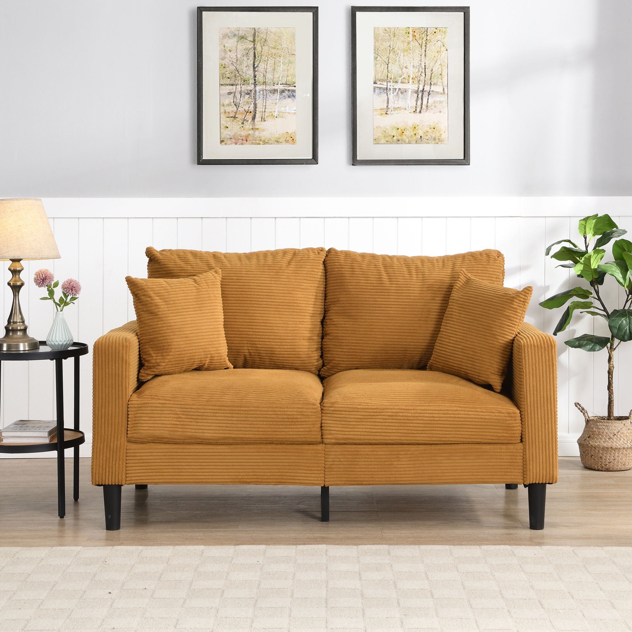 High Resilience Loveseat Sofa With Wooden Frame