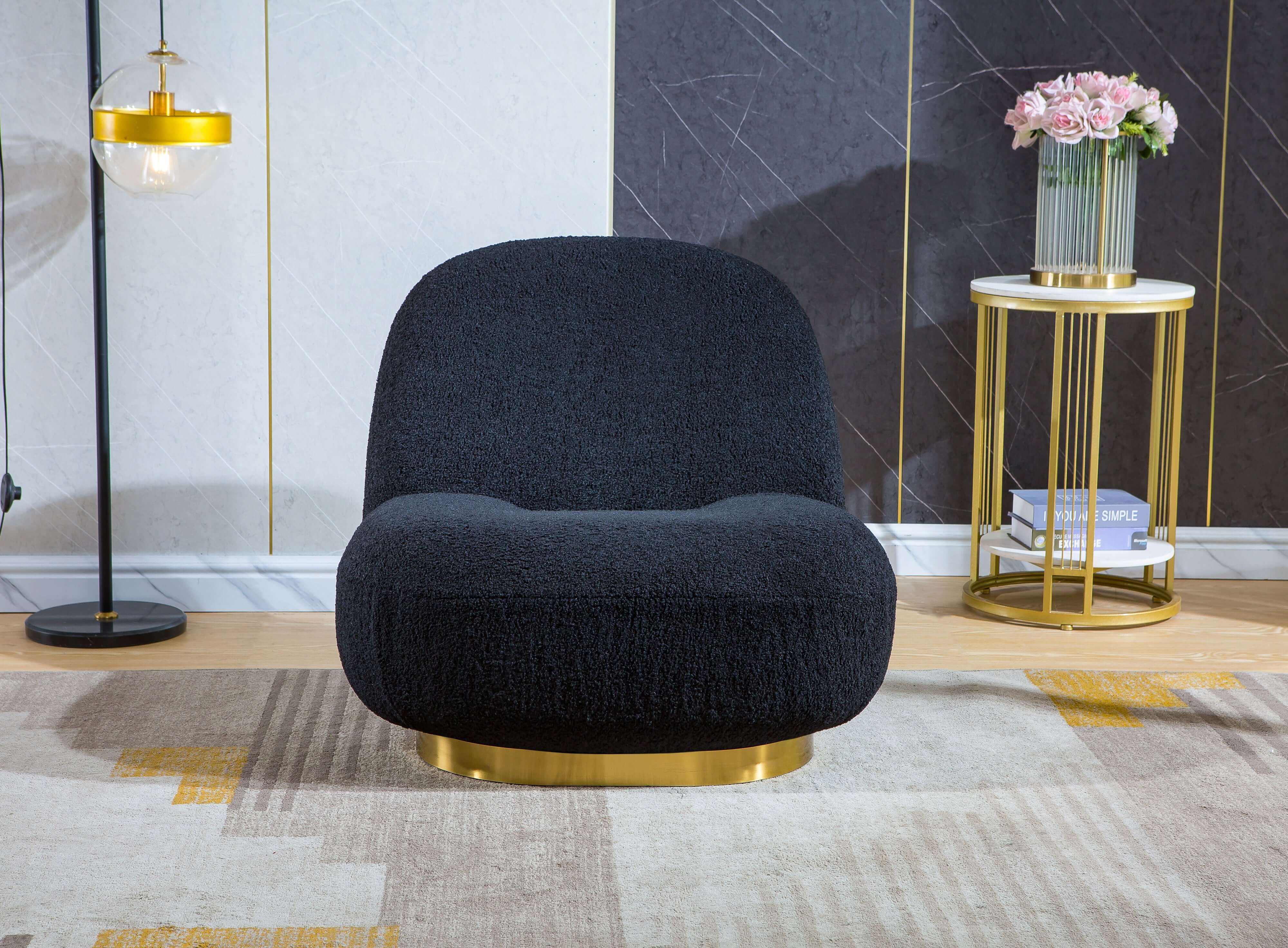 Designer Boucle Swivel Barrel Chair