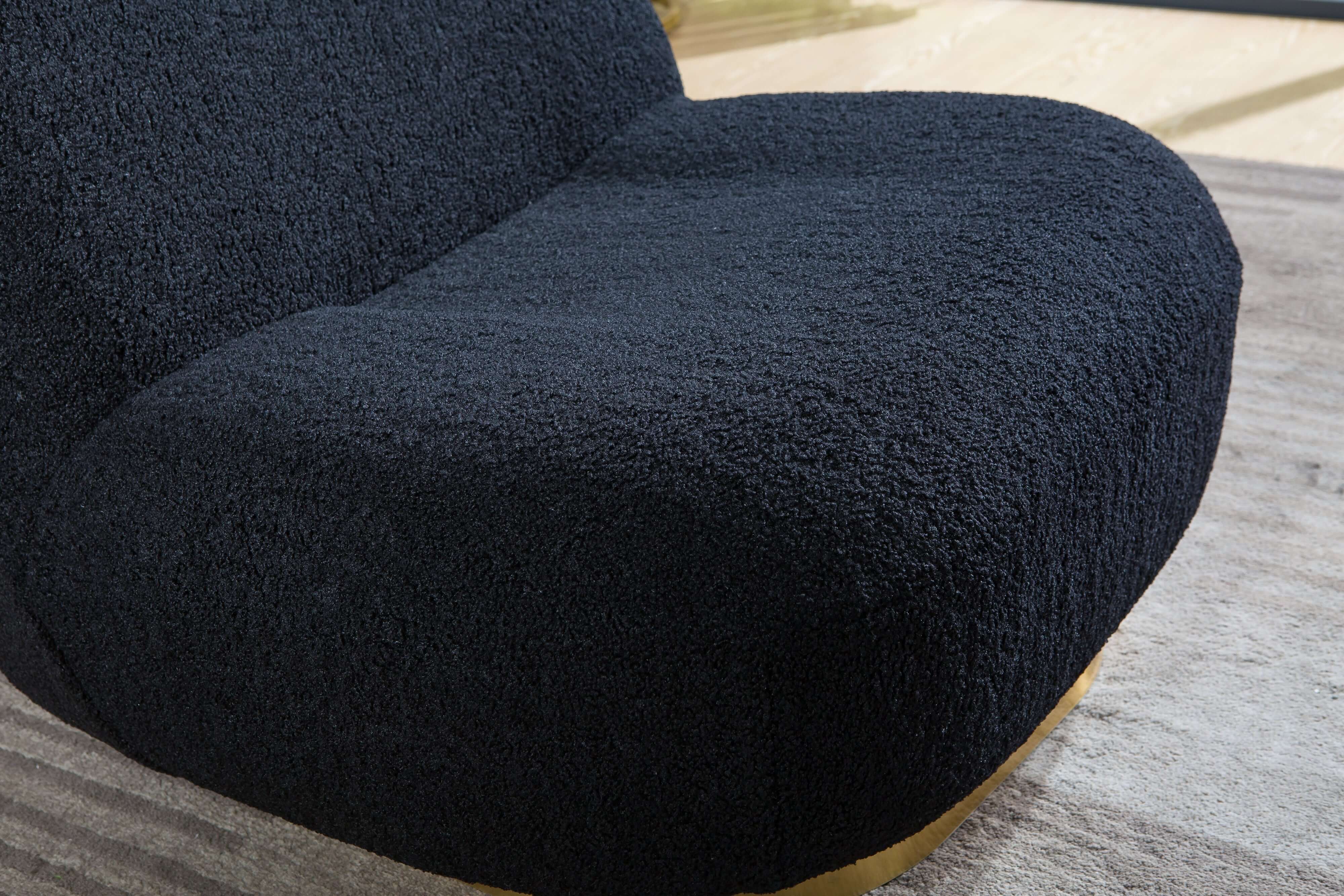 Designer Boucle Swivel Barrel Chair