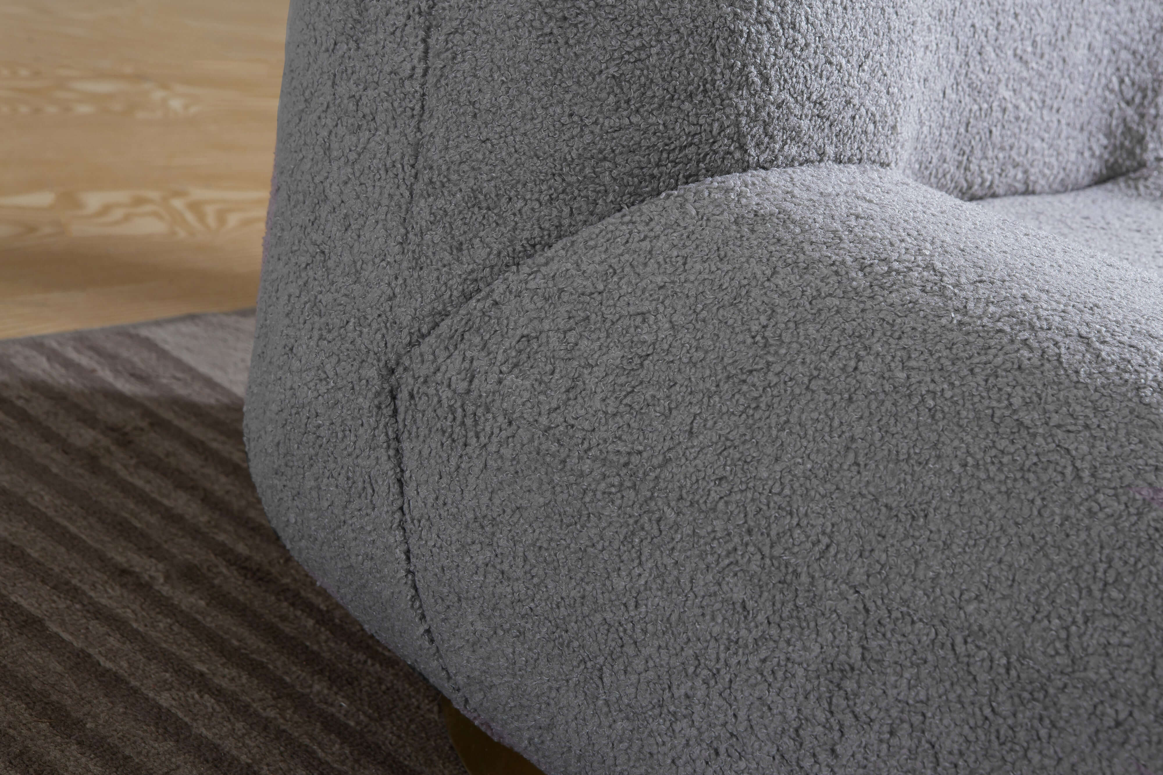 Designer Boucle Swivel Barrel Chair