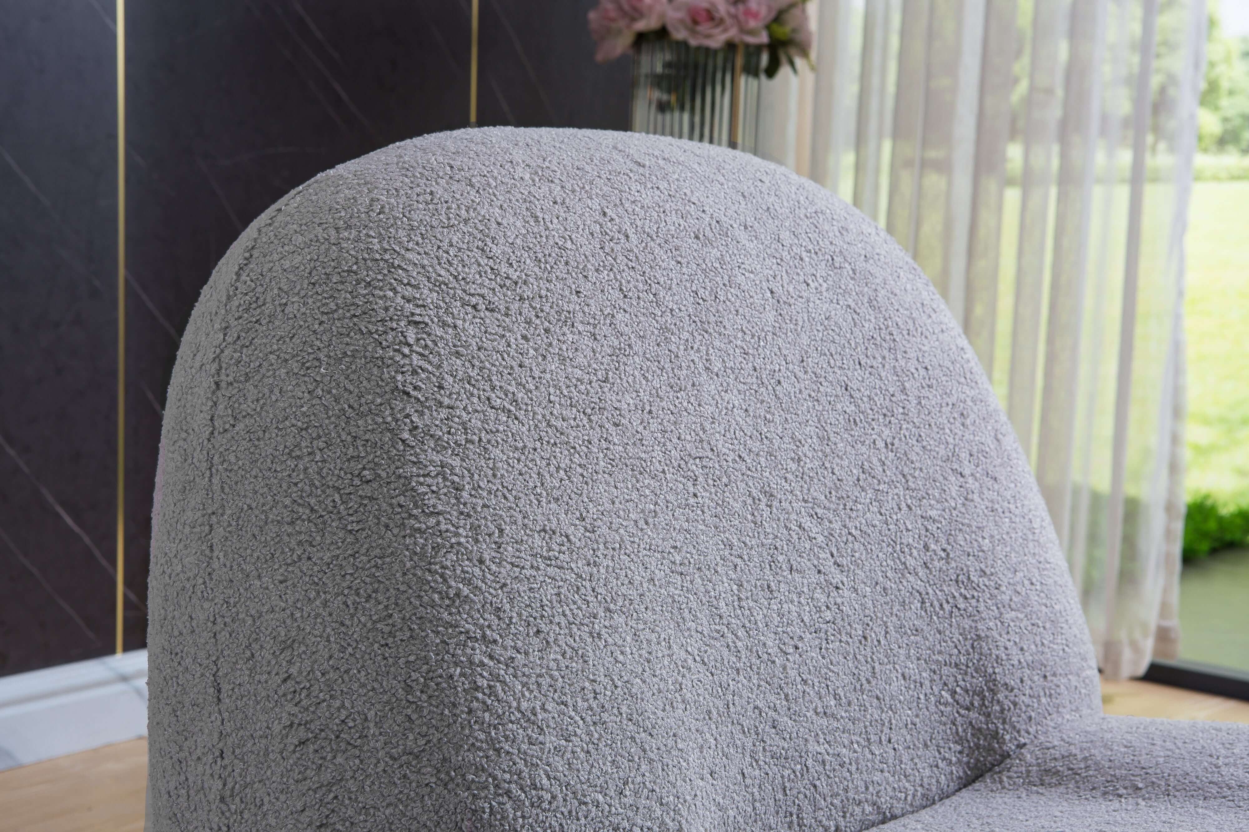 Designer Boucle Swivel Barrel Chair