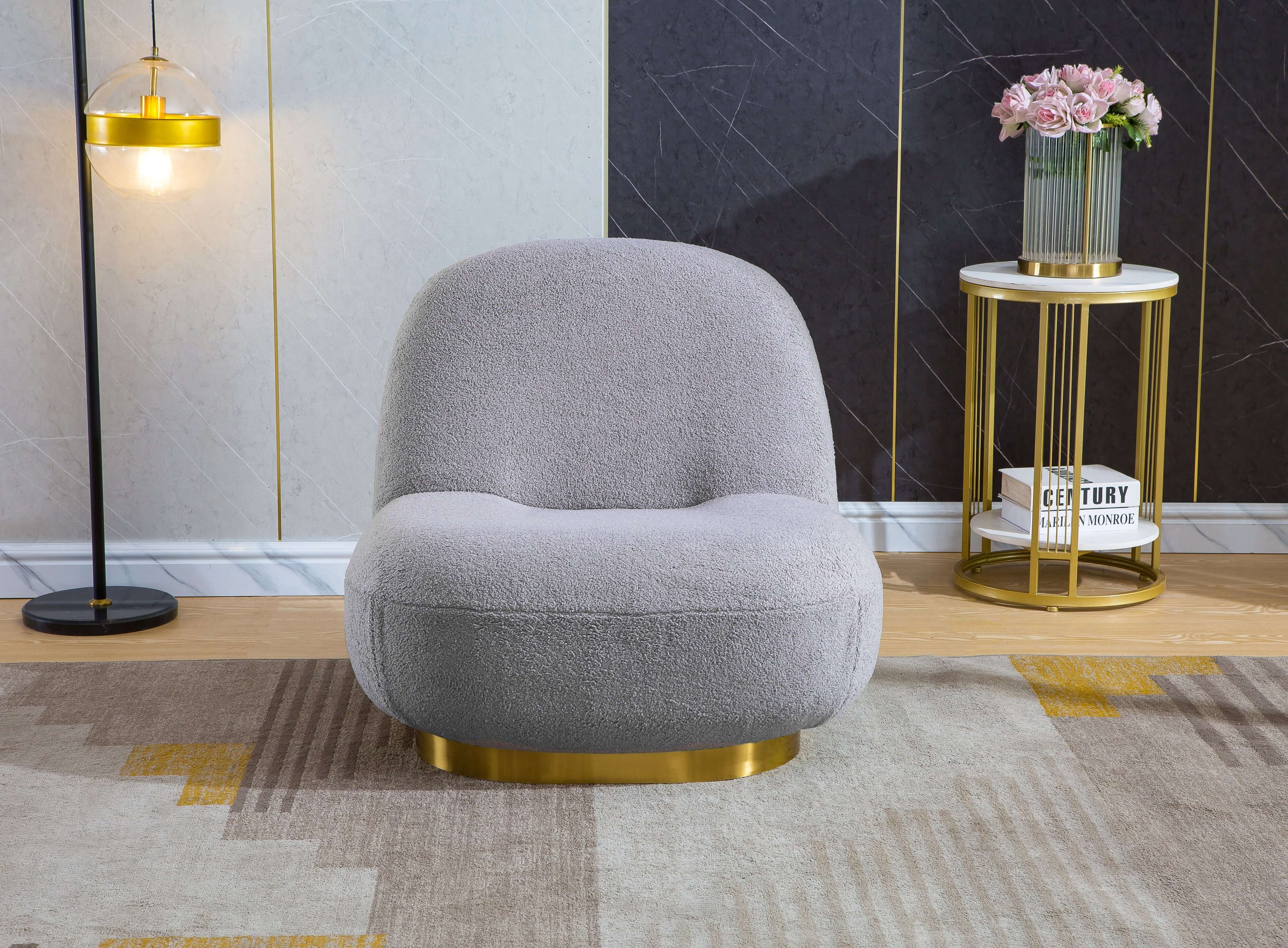 Designer Boucle Swivel Barrel Chair