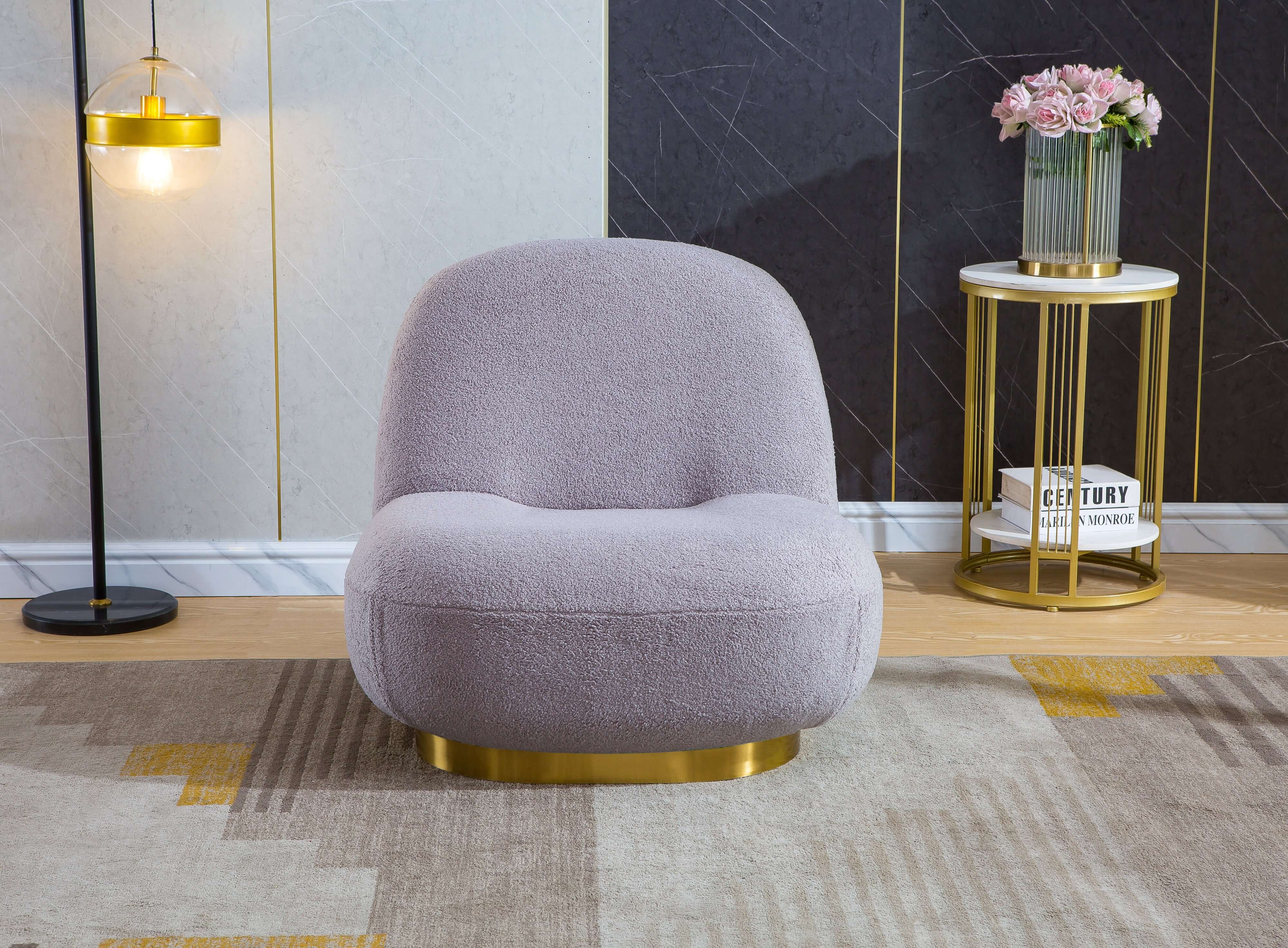Designer Boucle Swivel Barrel Chair