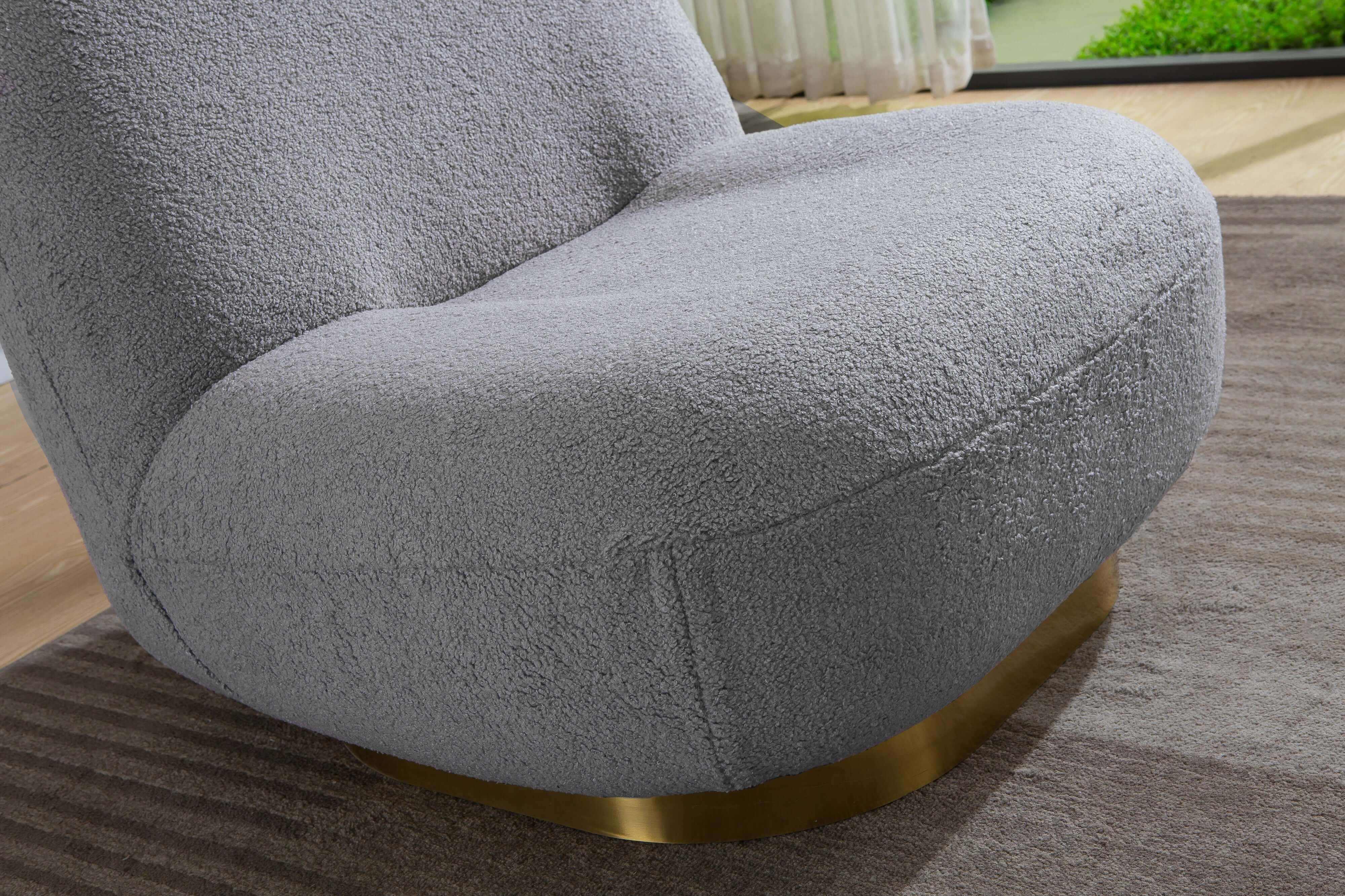 Designer Boucle Swivel Barrel Chair