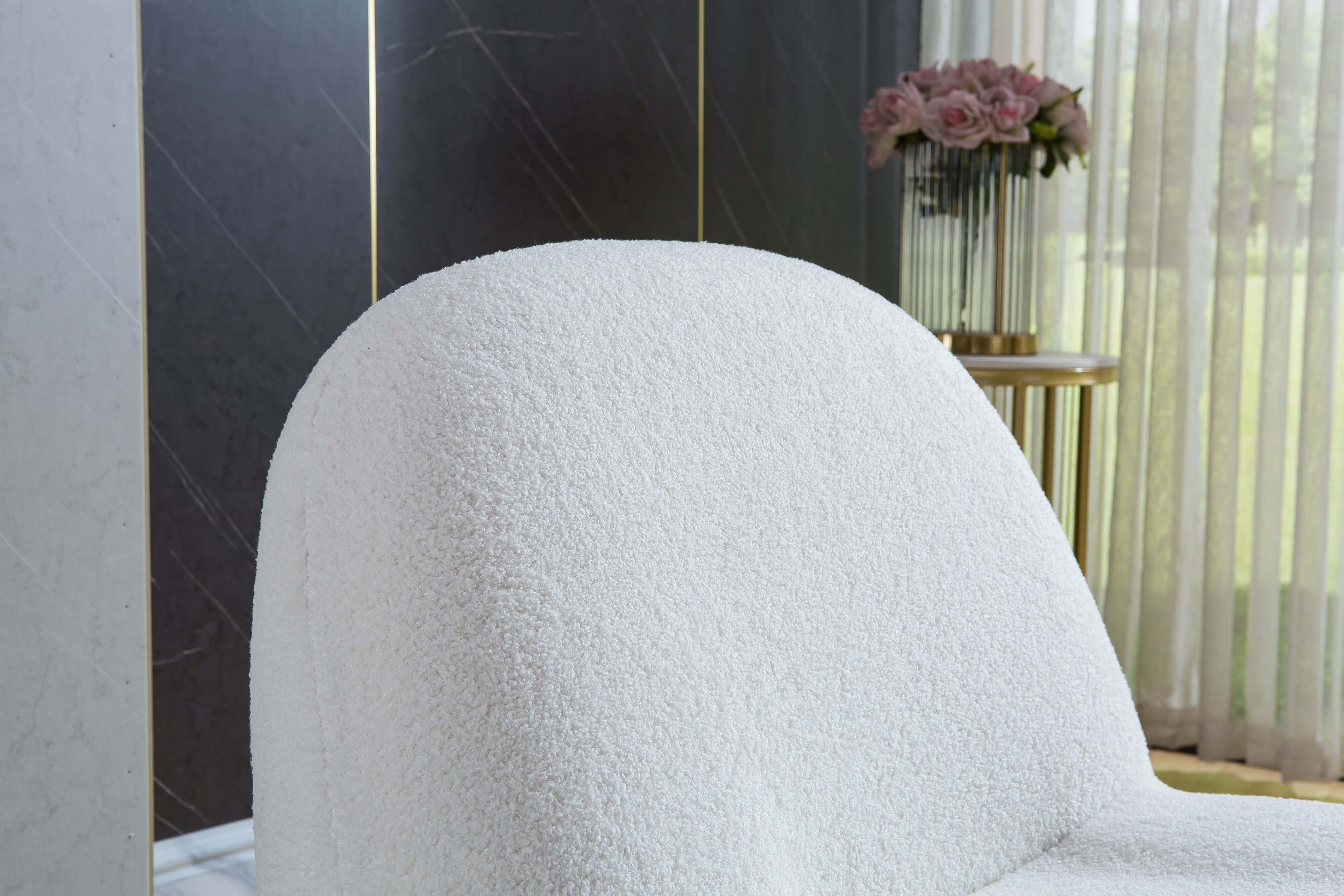 Designer Boucle Swivel Barrel Chair