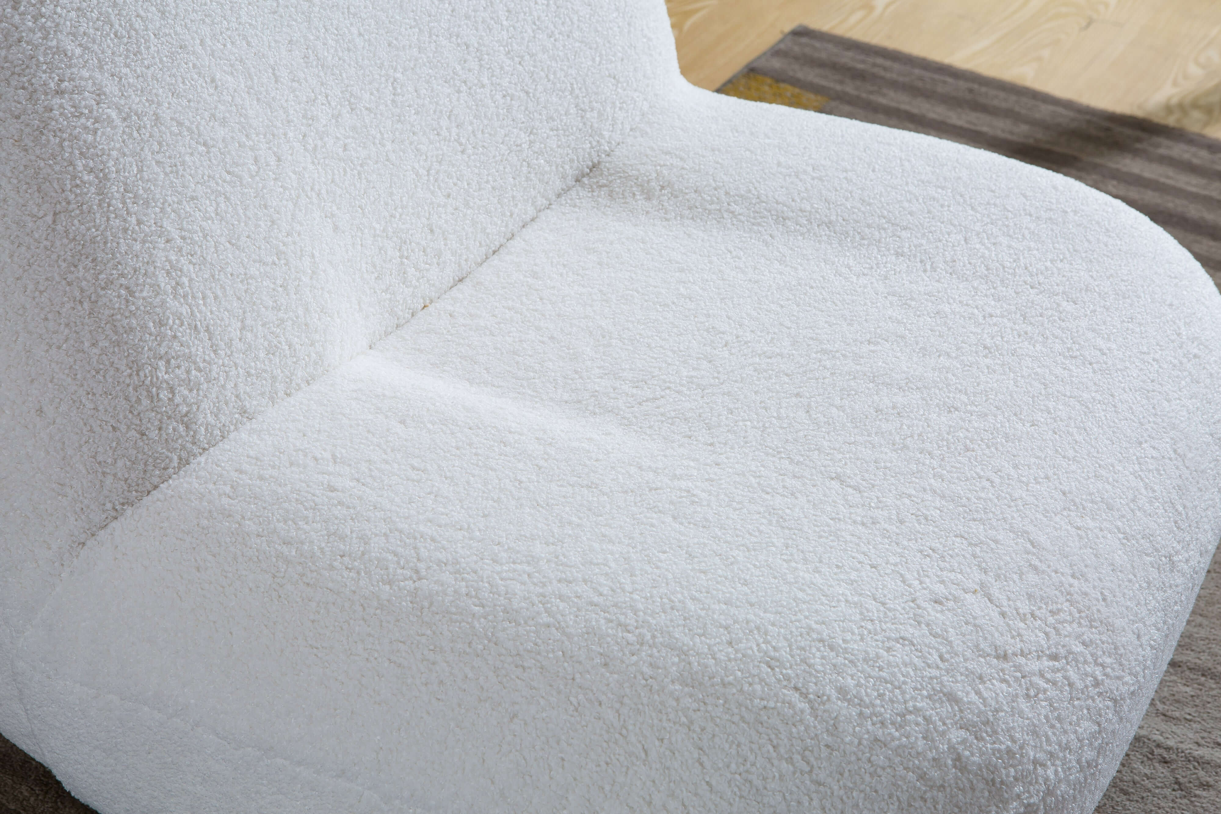 Designer Boucle Swivel Barrel Chair