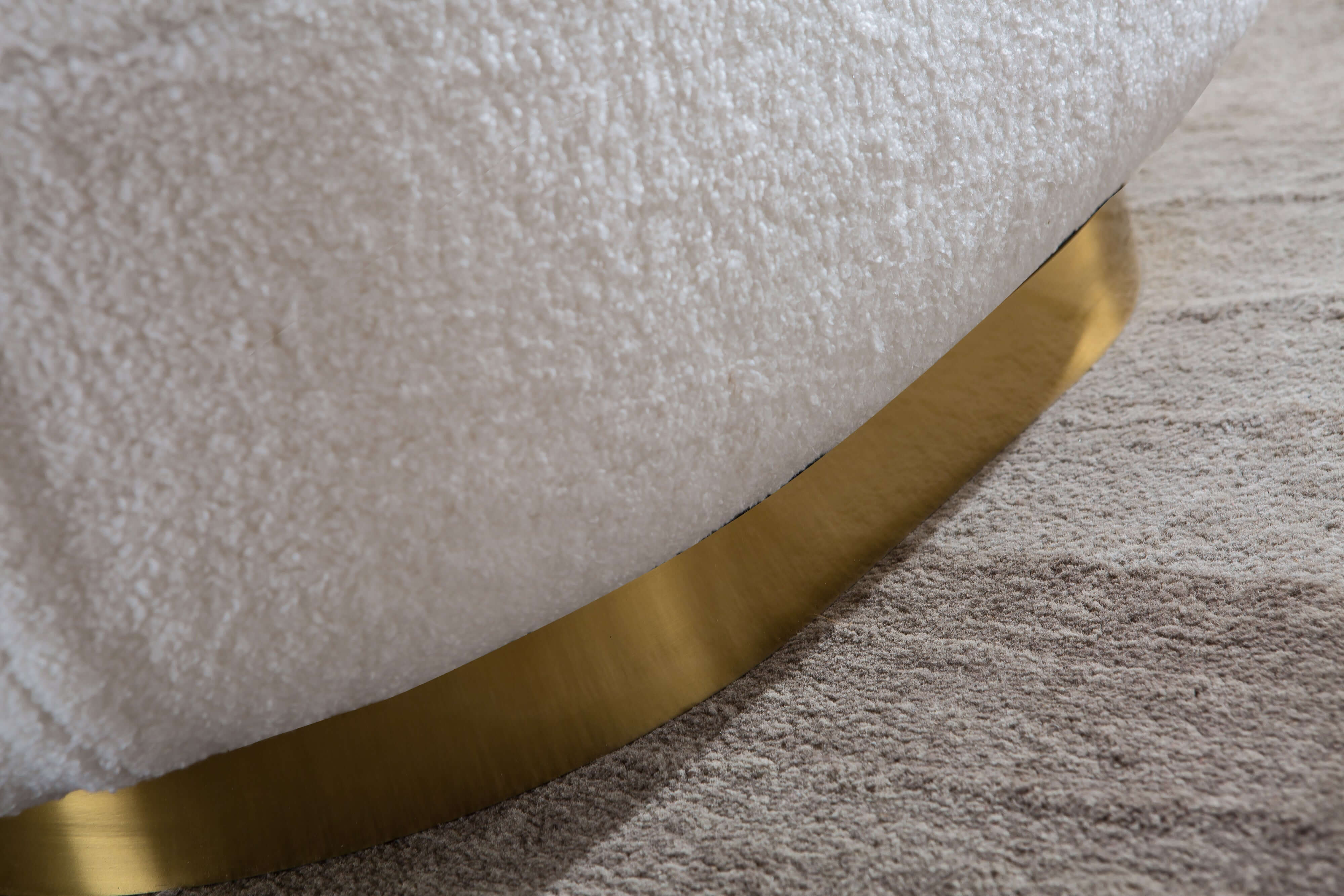 Designer Boucle Swivel Barrel Chair