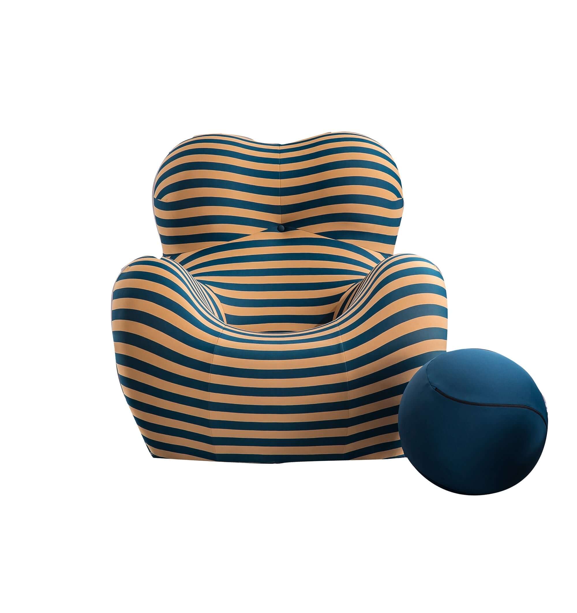 Italian Designer Barrel Chair with Ottoman