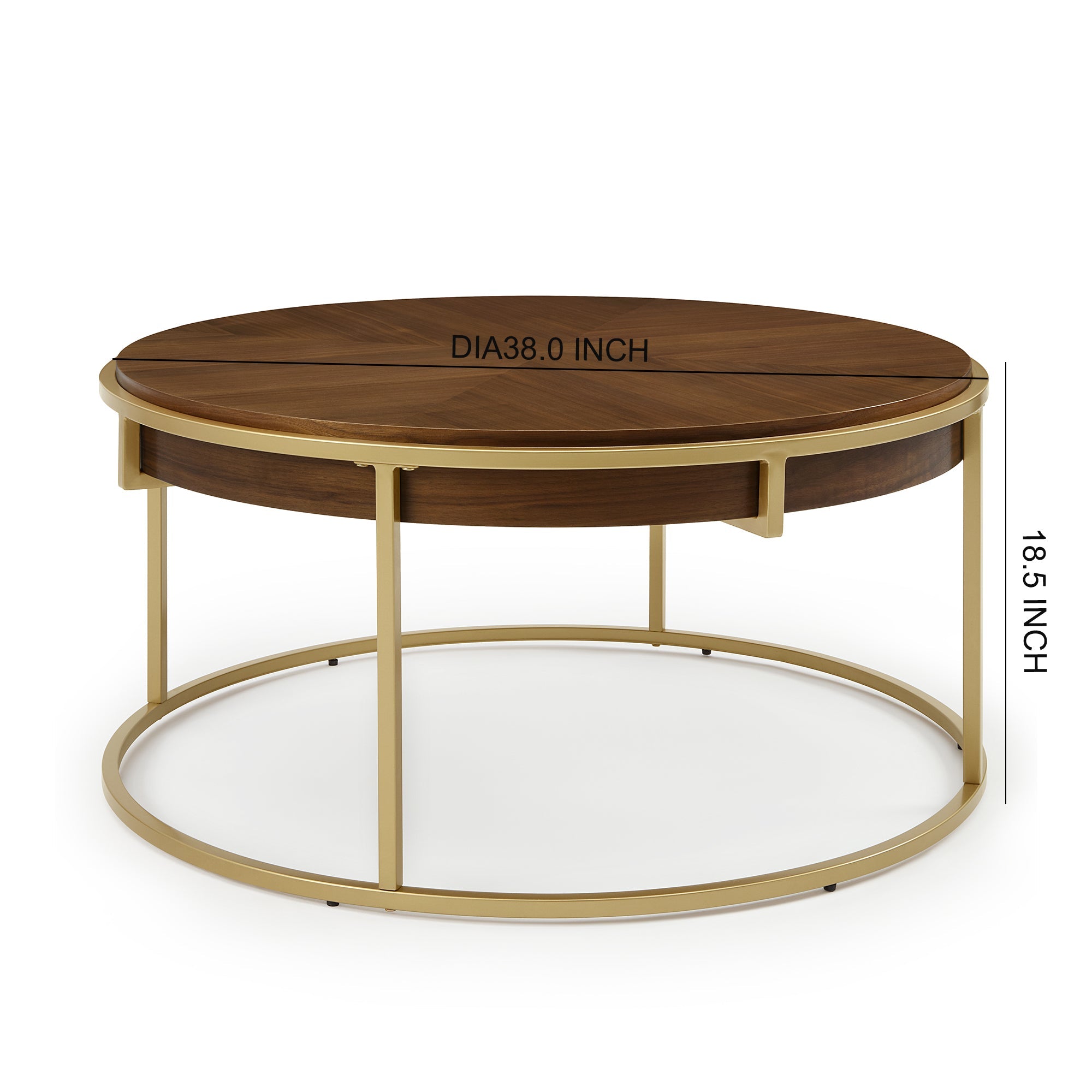 Modern Round Coffee Table with Brown Top