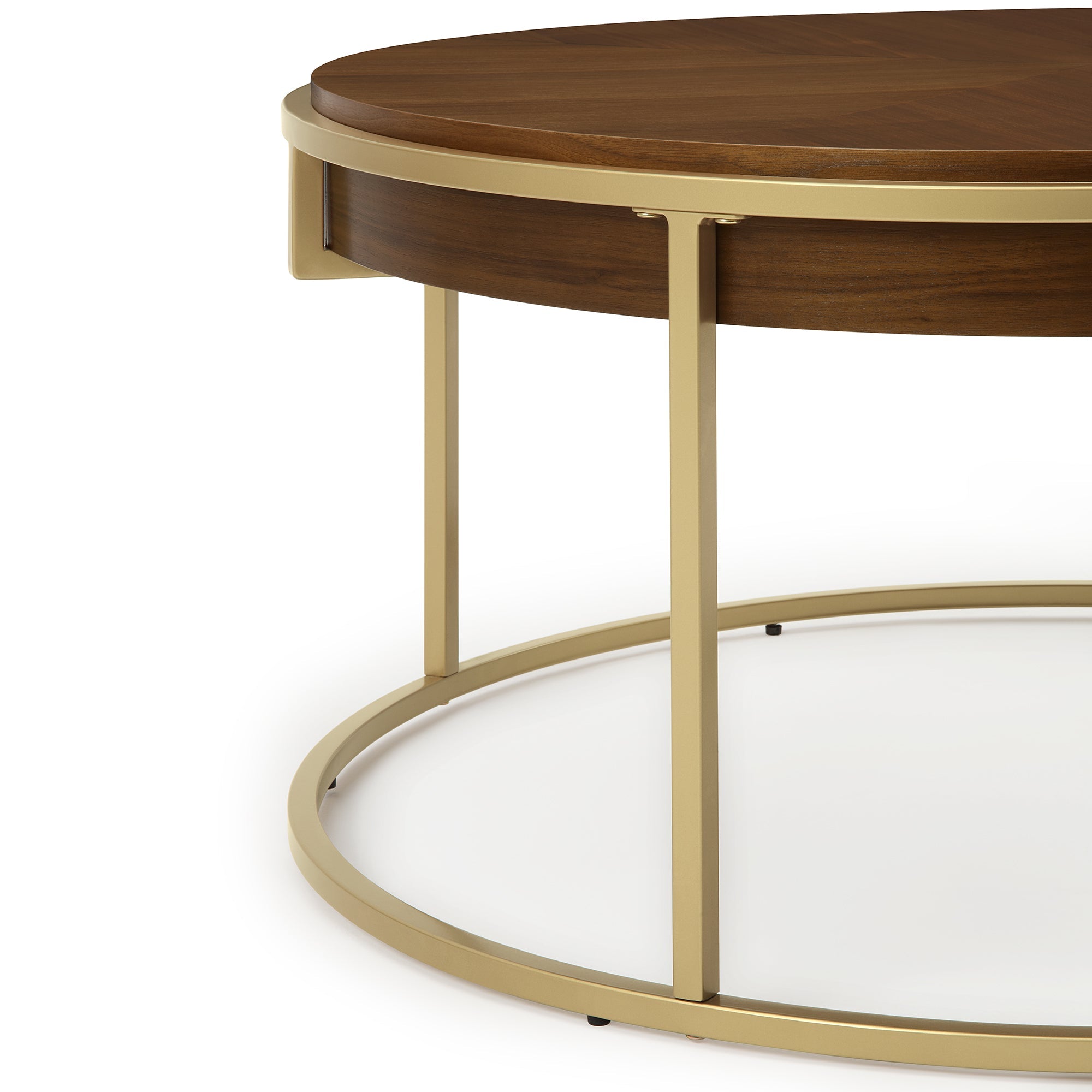 Modern Round Coffee Table with Brown Top
