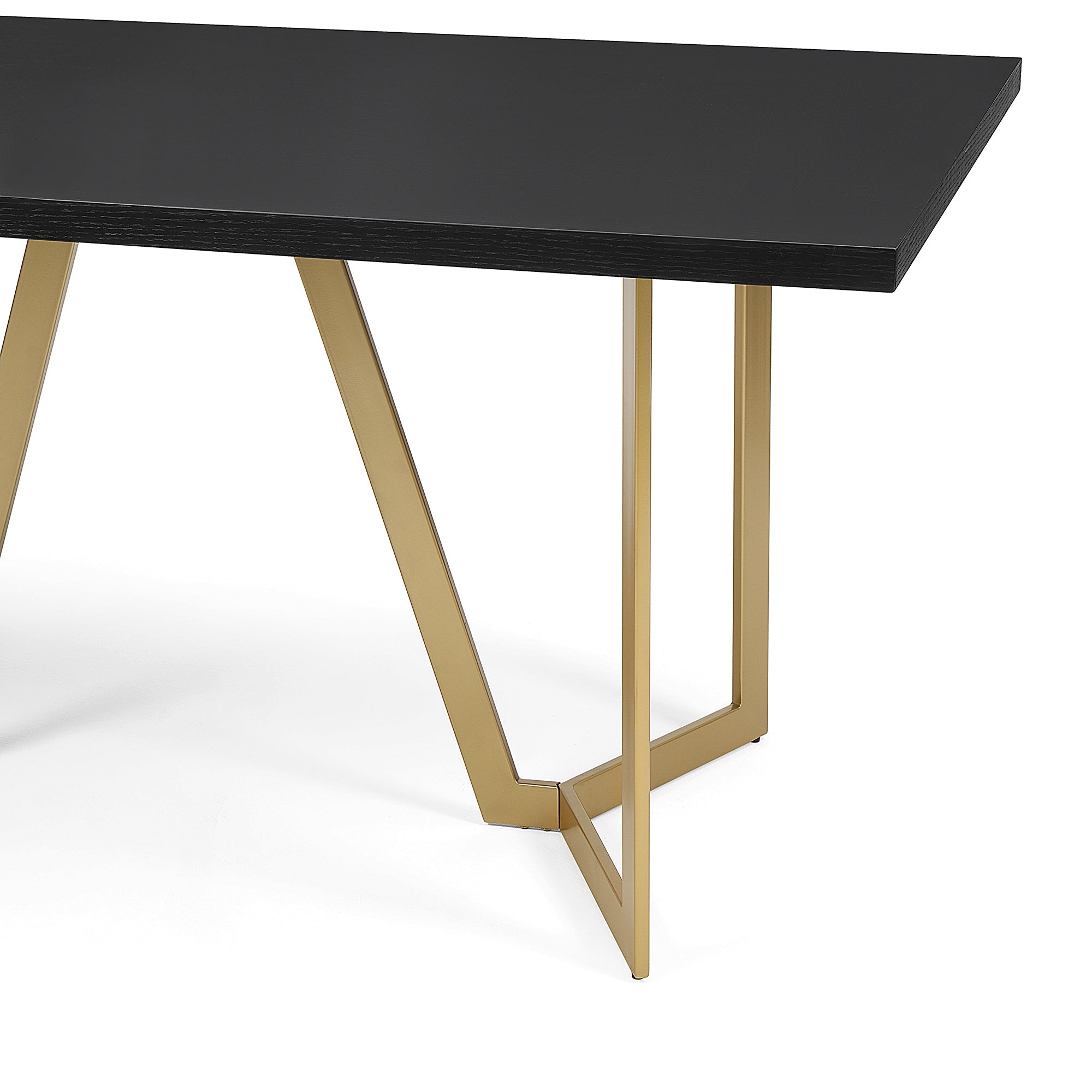 Modern Black Rectangular Coffee Table with Brushed Gold Base