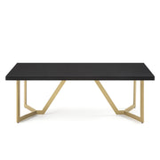 Modern Black Rectangular Coffee Table with Brushed Gold Base