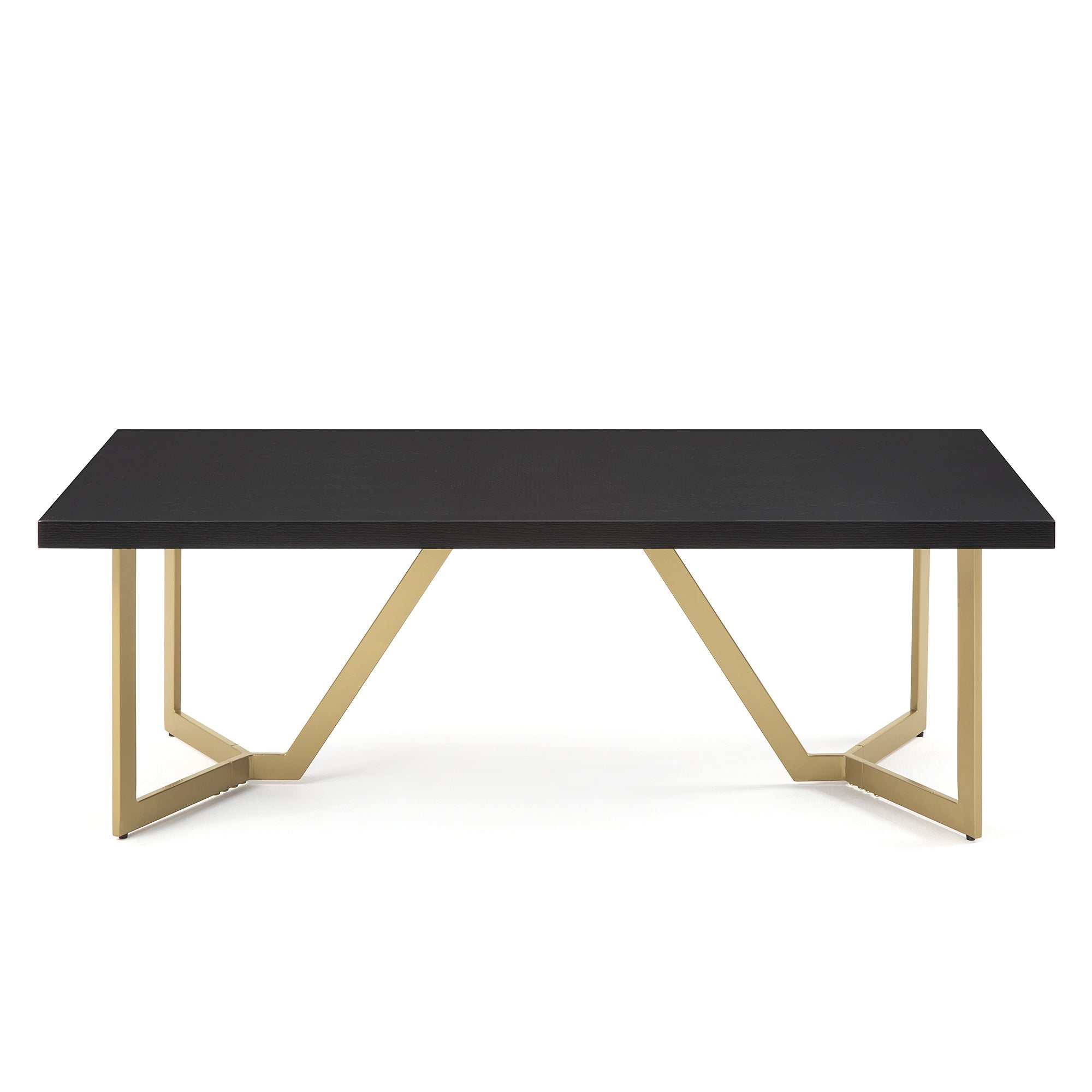 Modern Black Rectangular Coffee Table with Brushed Gold Base
