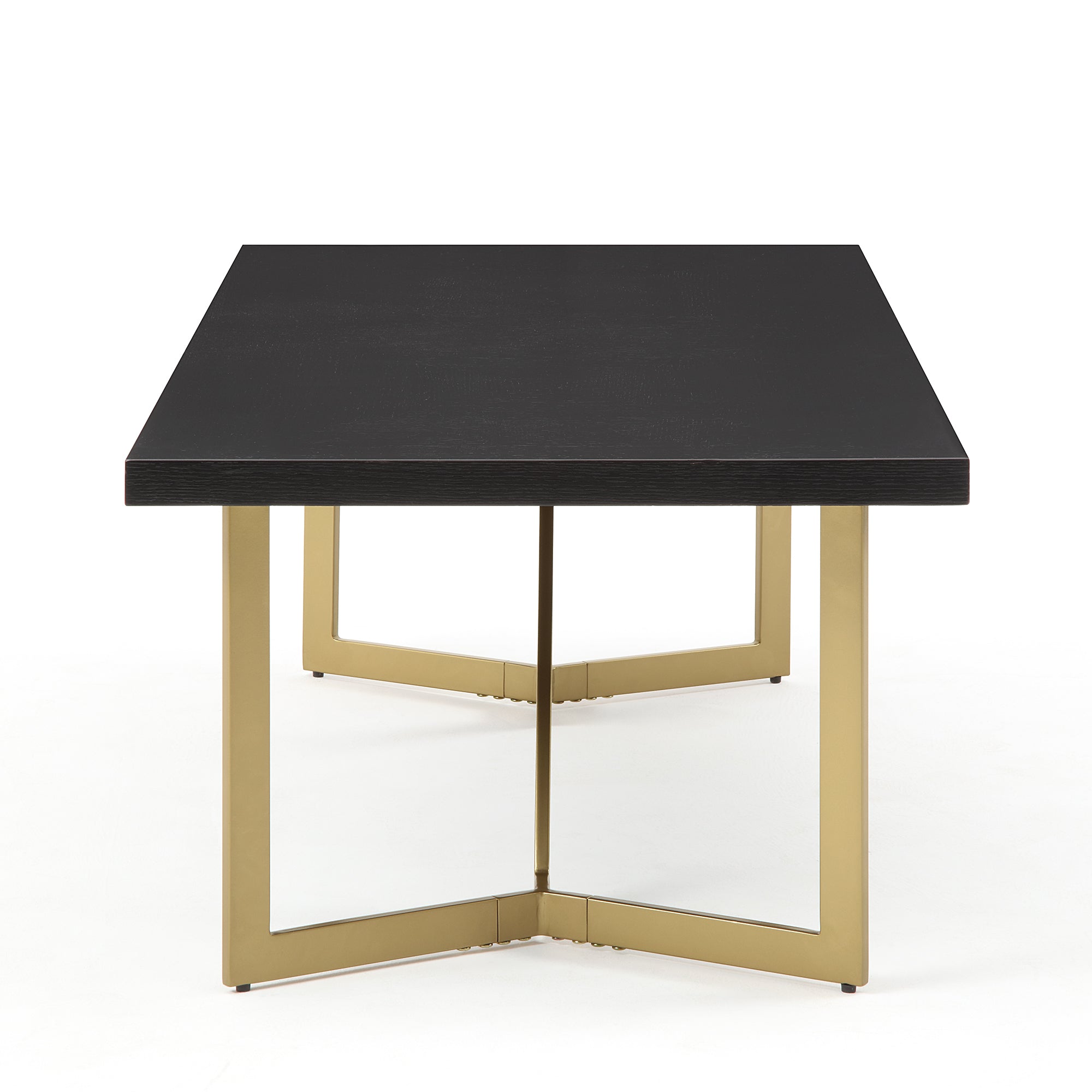 Modern Black Rectangular Coffee Table with Brushed Gold Base