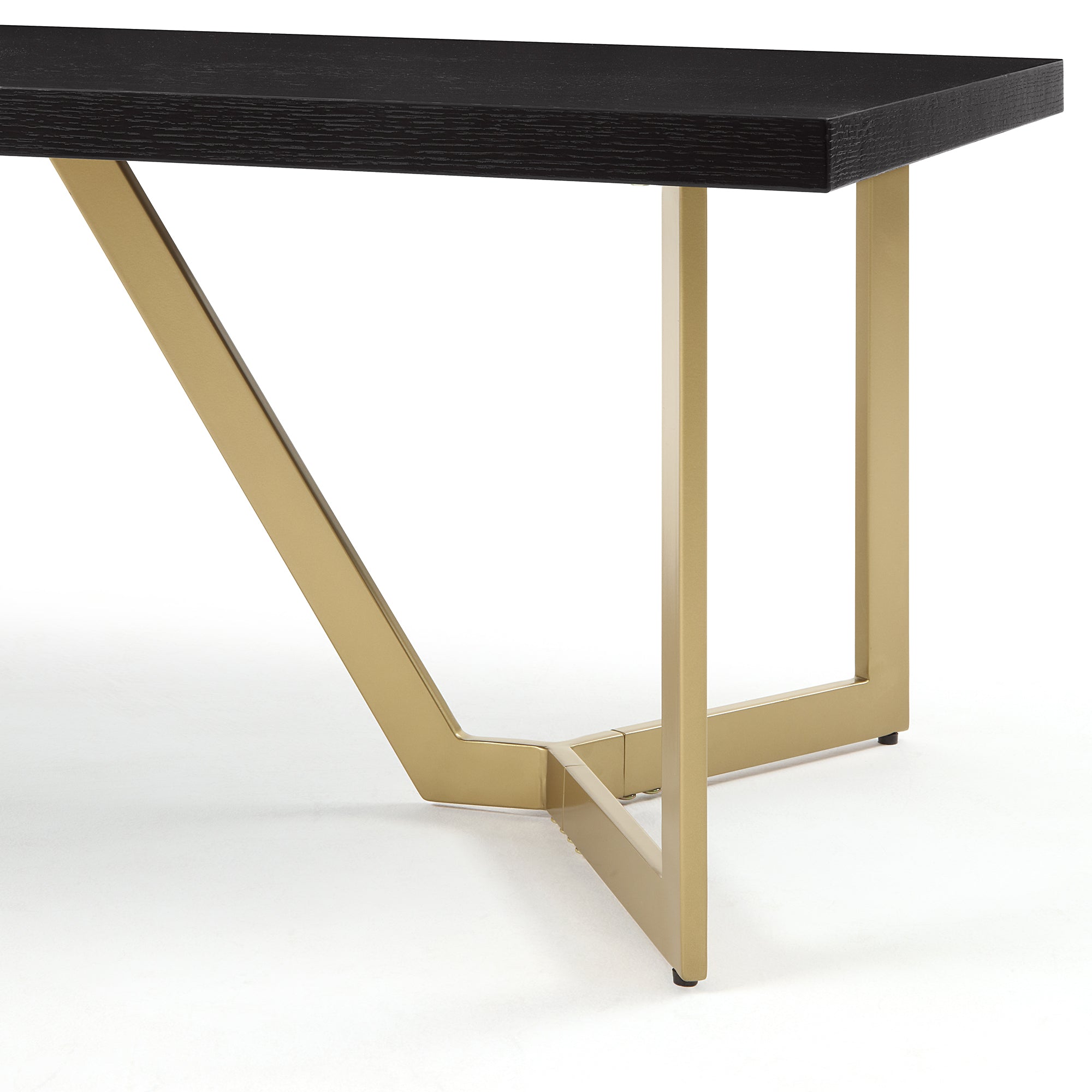 Modern Black Rectangular Coffee Table with Brushed Gold Base