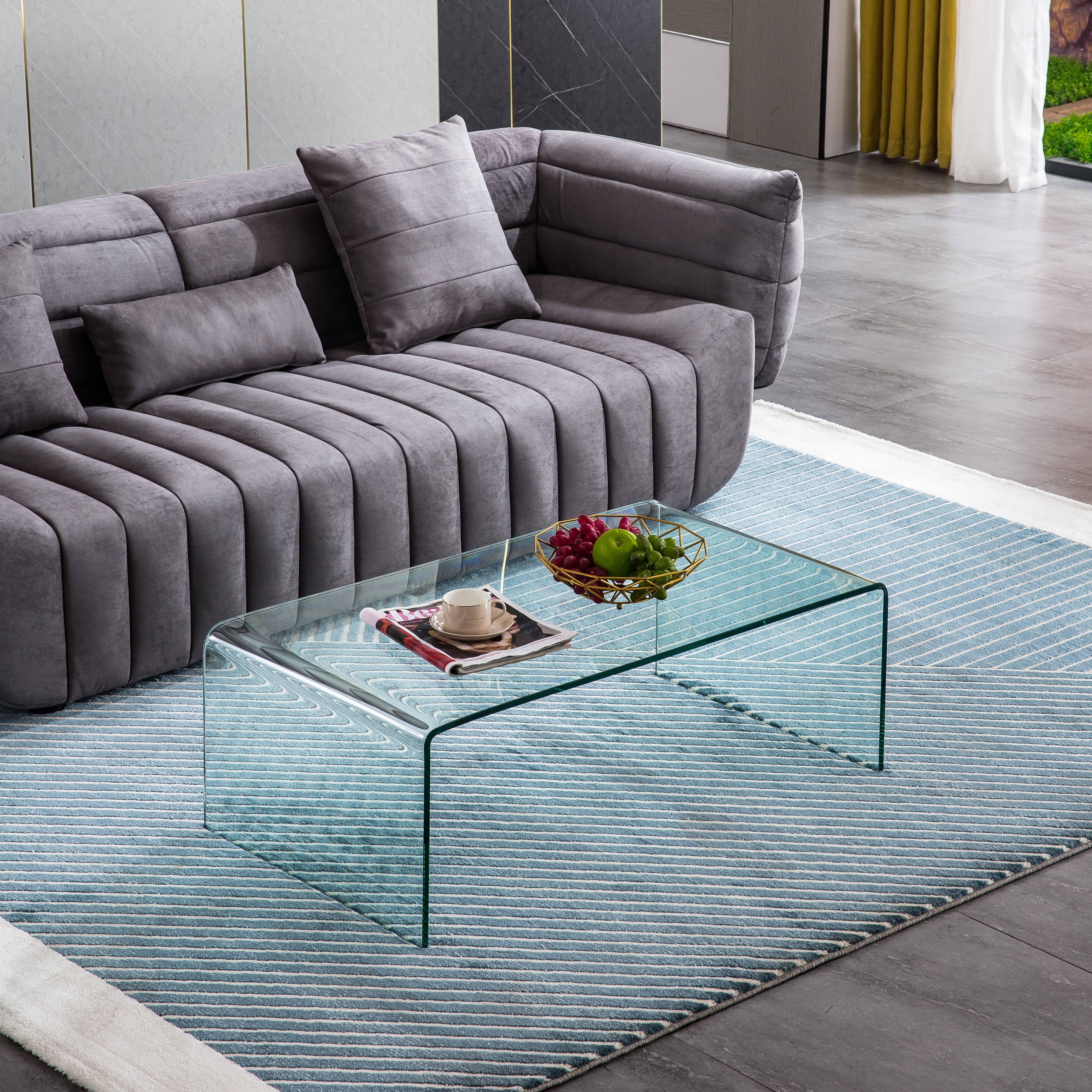 Modern Clear Tempered Glass Coffee Table