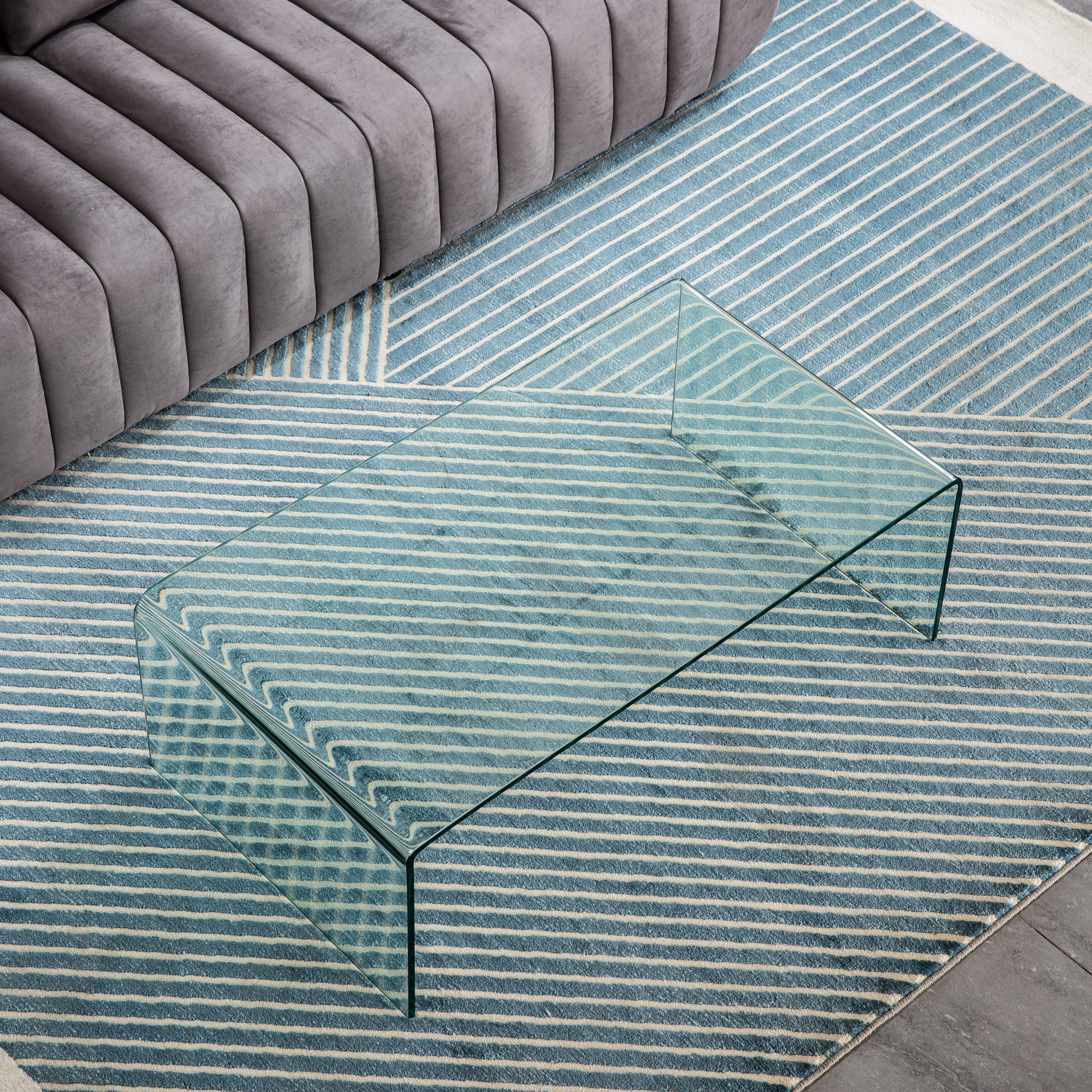 Modern Clear Tempered Glass Coffee Table