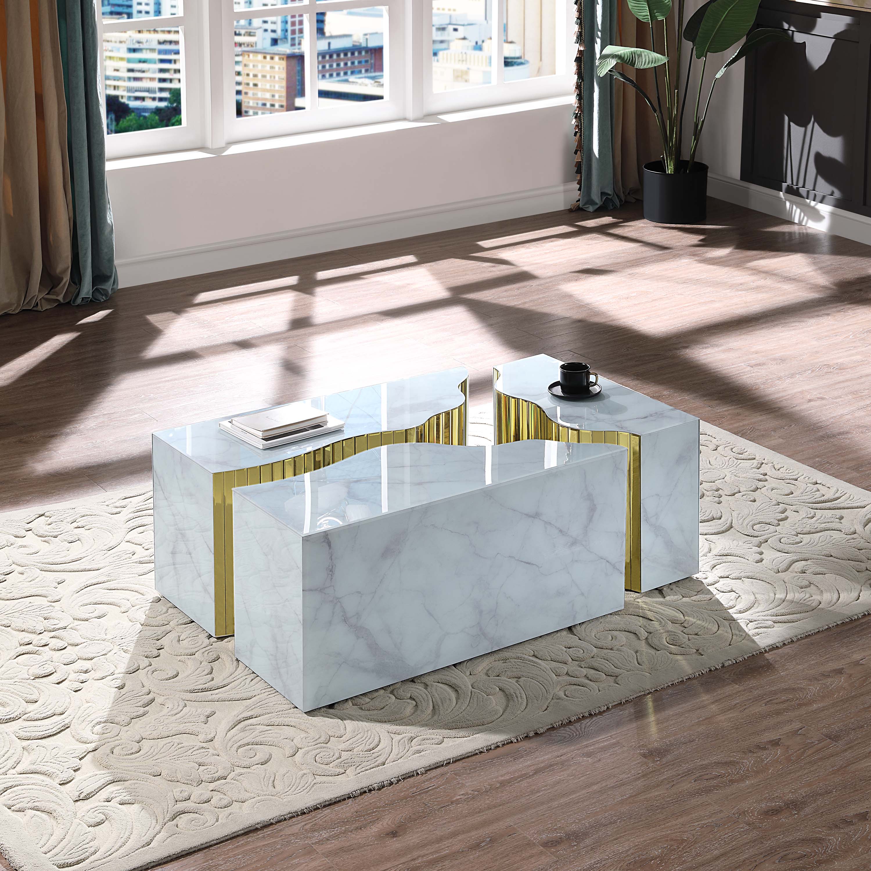 Elegant Marble-Print Coffee Table