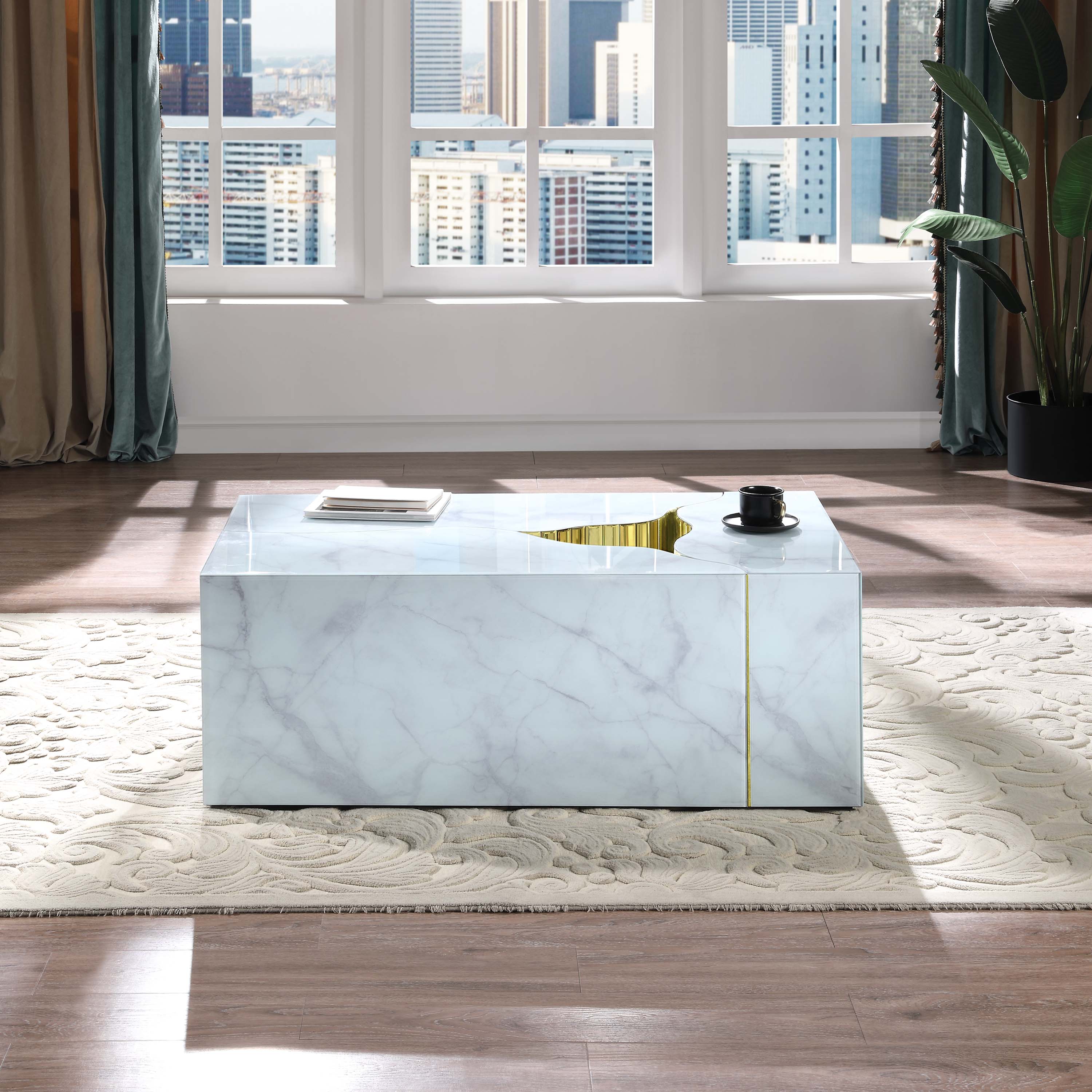 Elegant Marble-Print Coffee Table