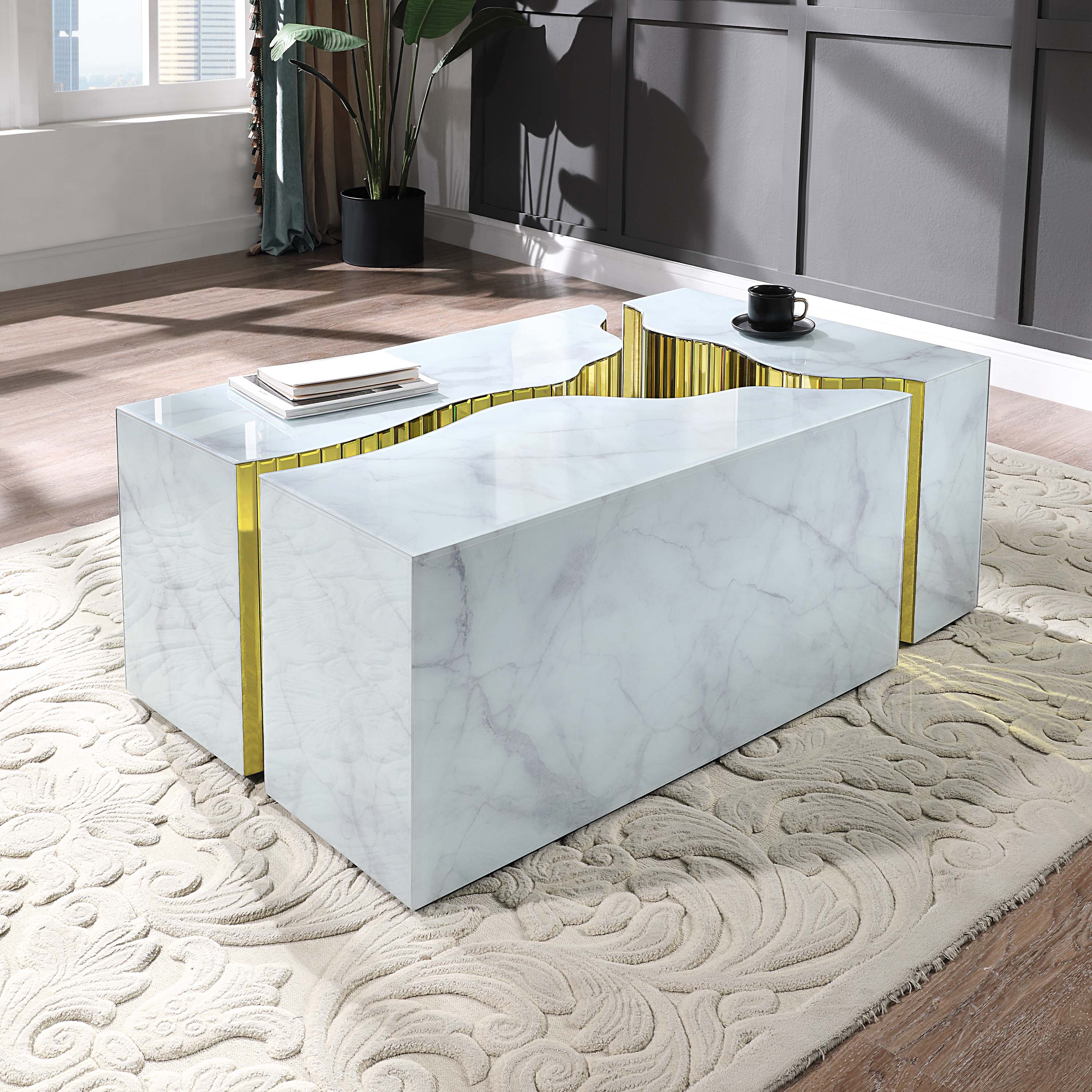 Elegant Marble-Print Coffee Table