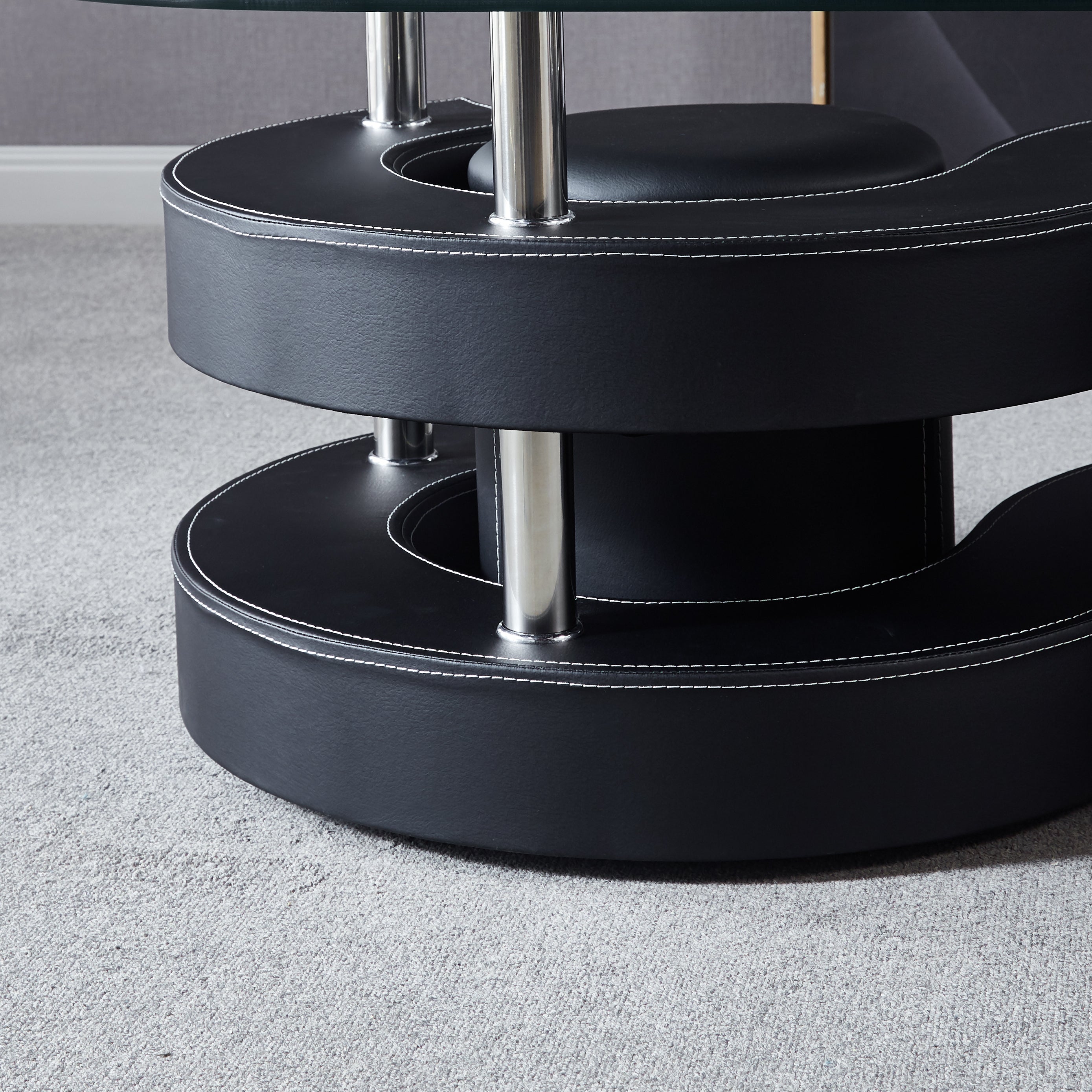 Oval Coffee Table with 2 Storage Stools