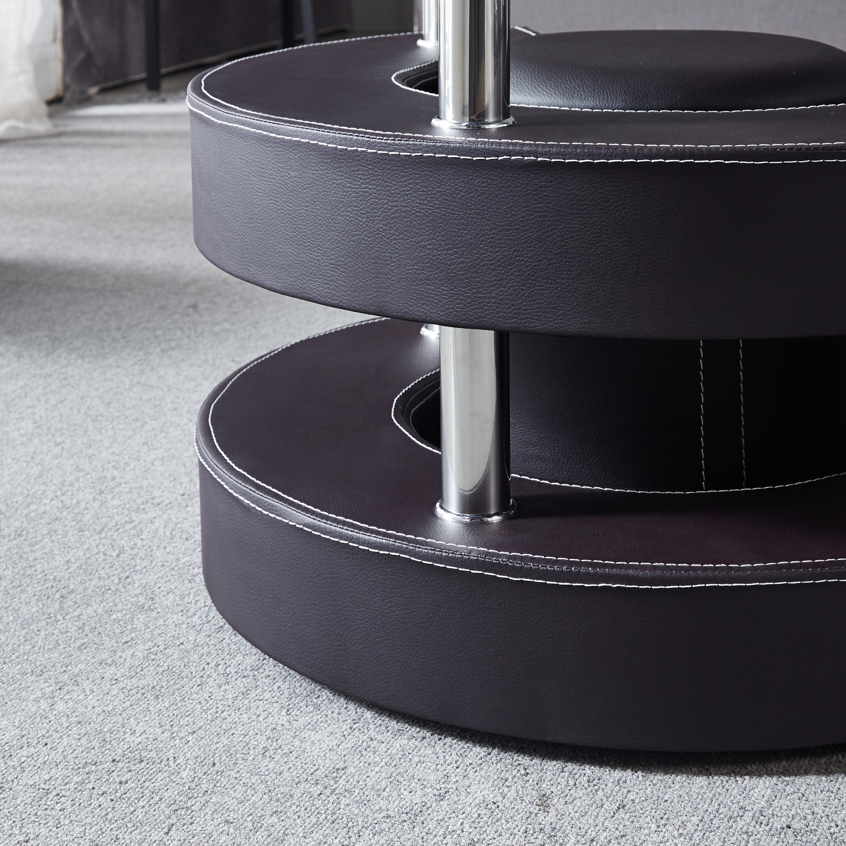 Oval Coffee Table with 2 Storage Stools