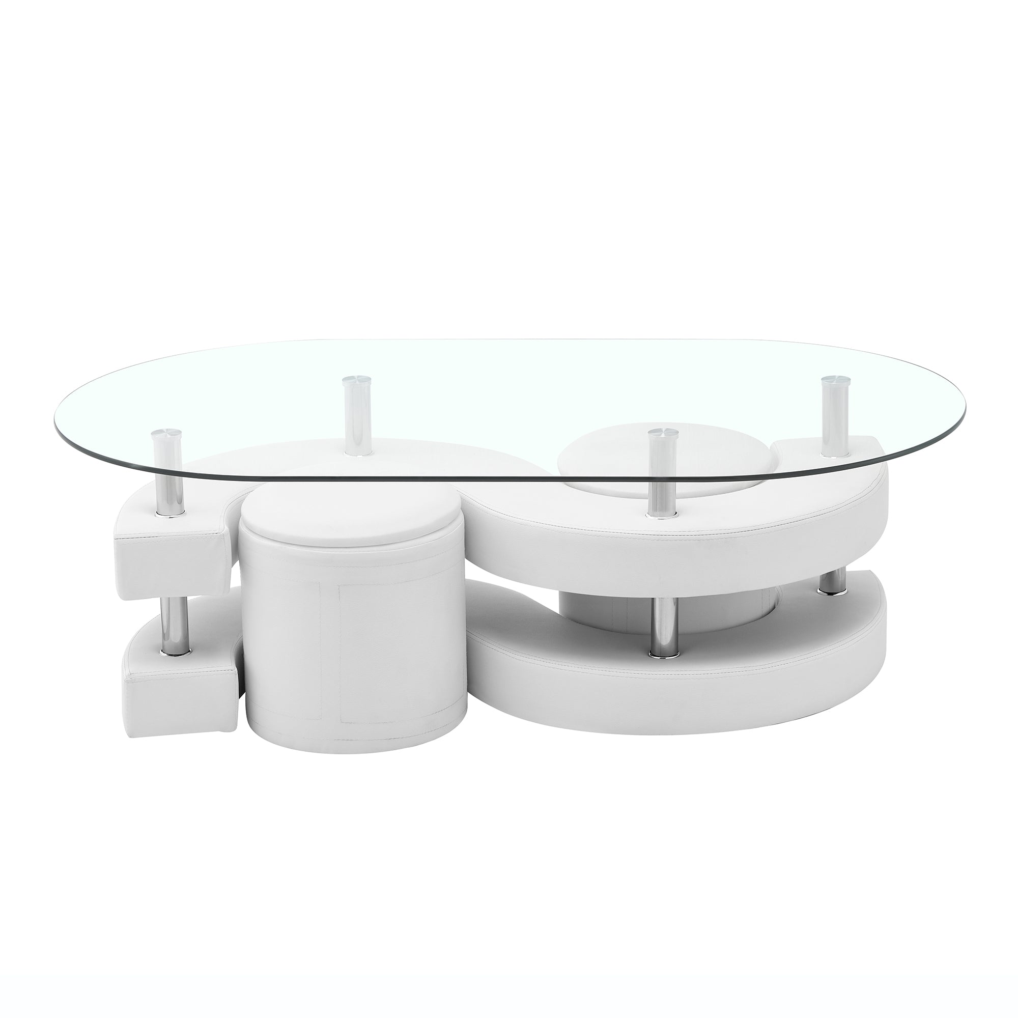 Oval Coffee Table with 2 Storage Stools