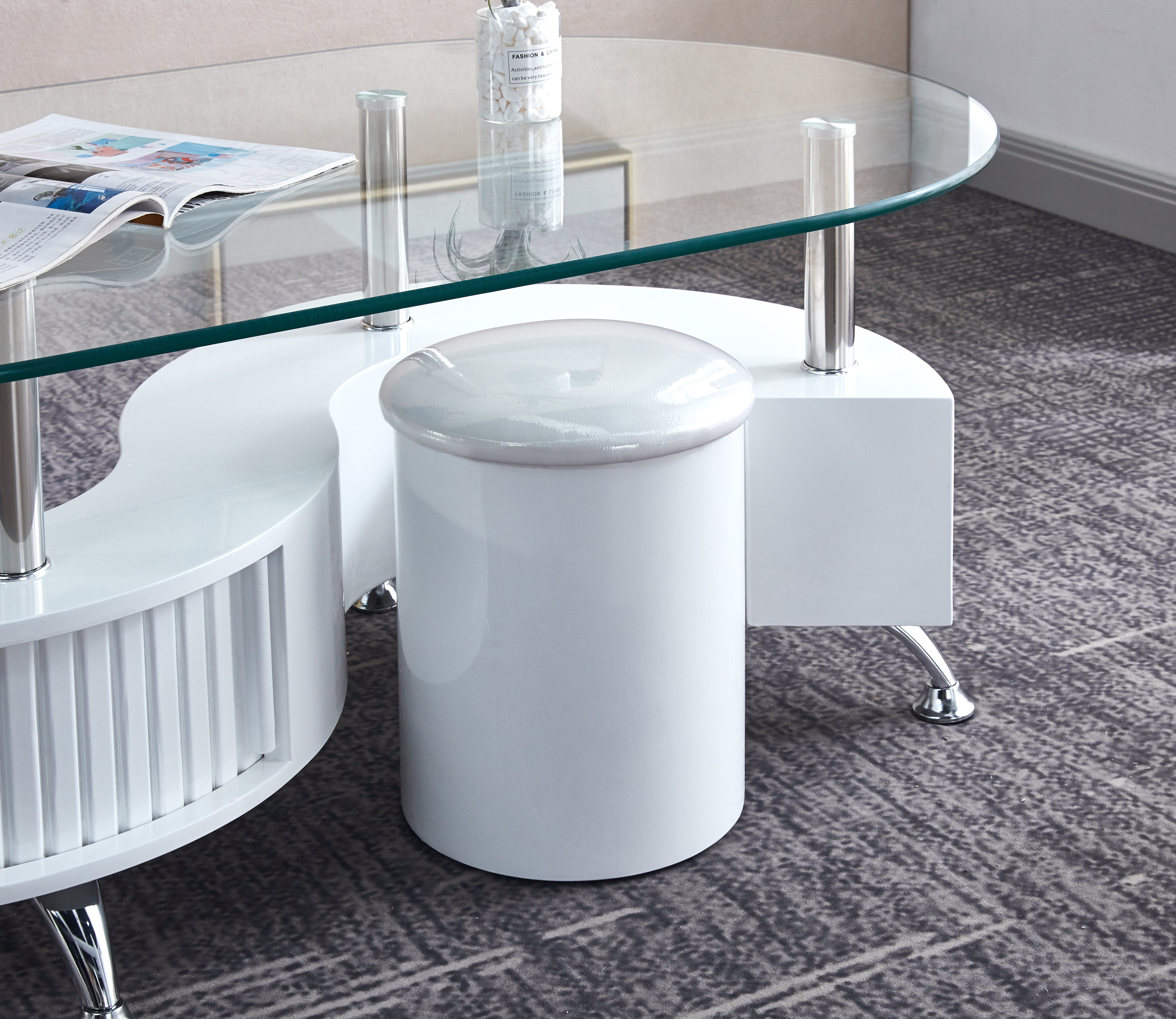 Oval Coffee Table with 2 Stools