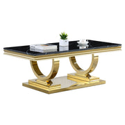 Classic Black Marble Coffee Table with Gold Base