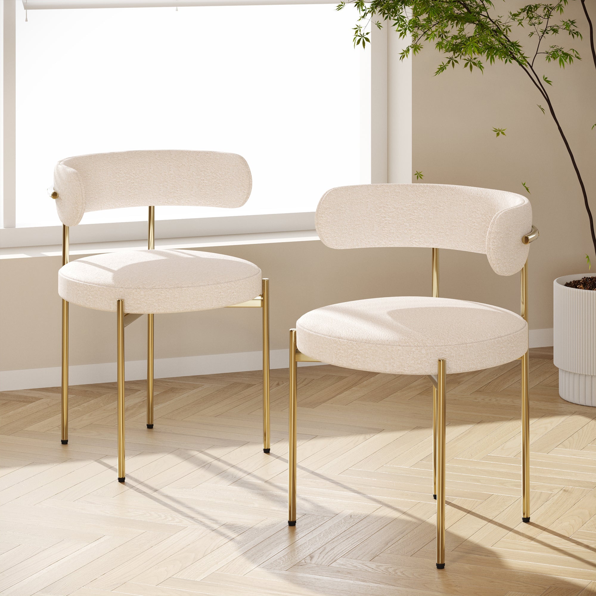 Stylish Granule Fabric Chairs Set of 2