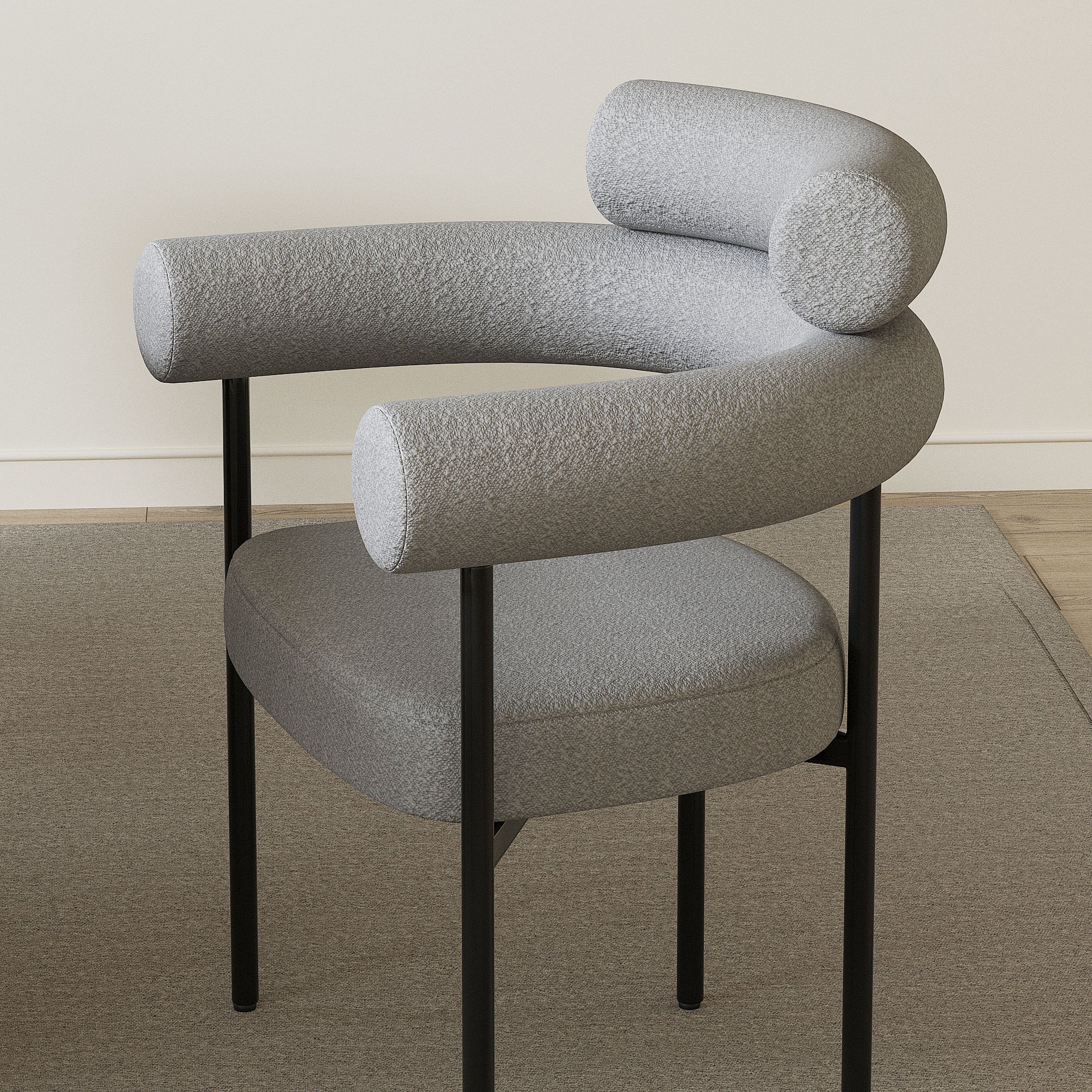 Set of 2 Granule Fabric Dining Chairs with Brushed Gold/ Black Base