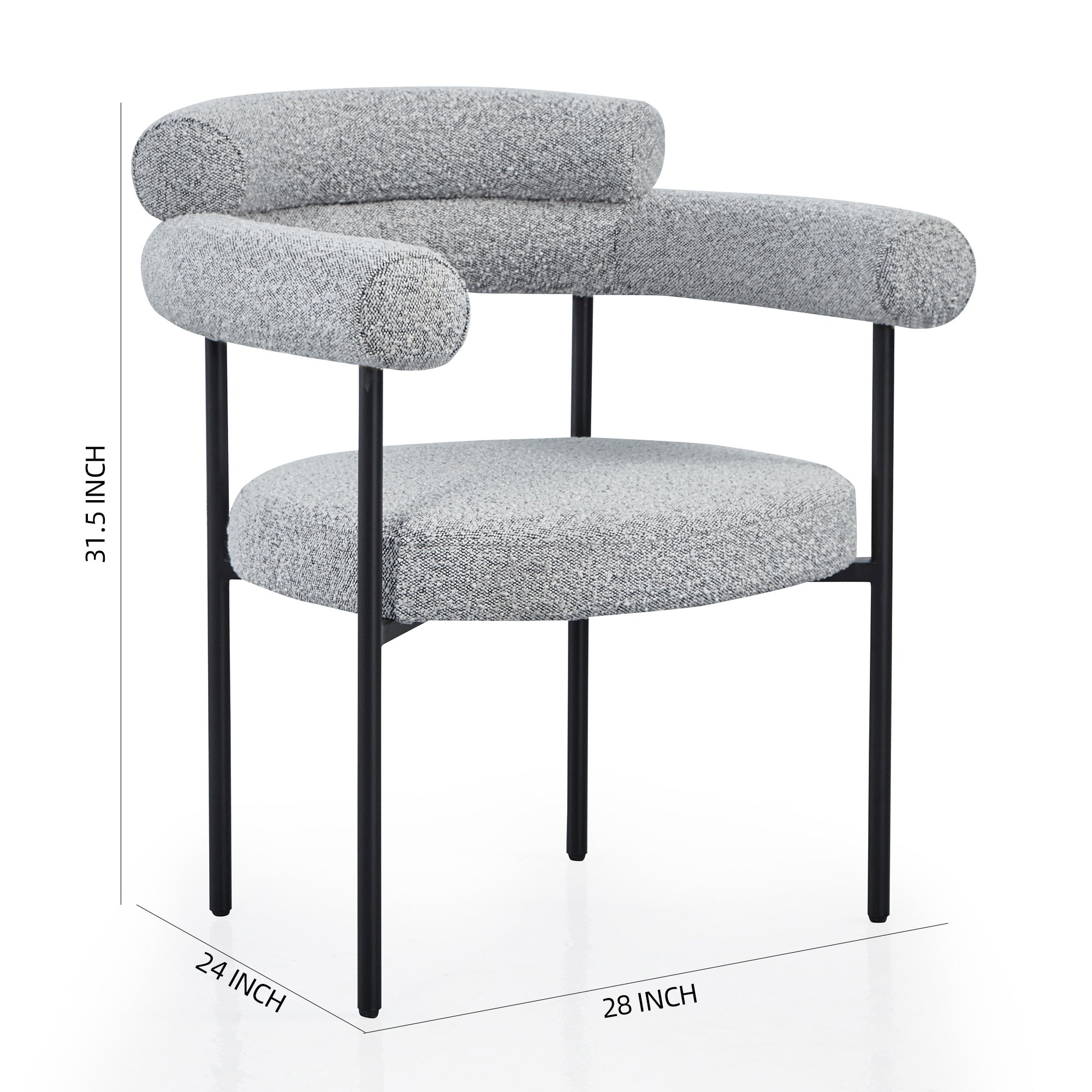 Set of 2 Granule Fabric Dining Chairs with Brushed Gold/ Black Base