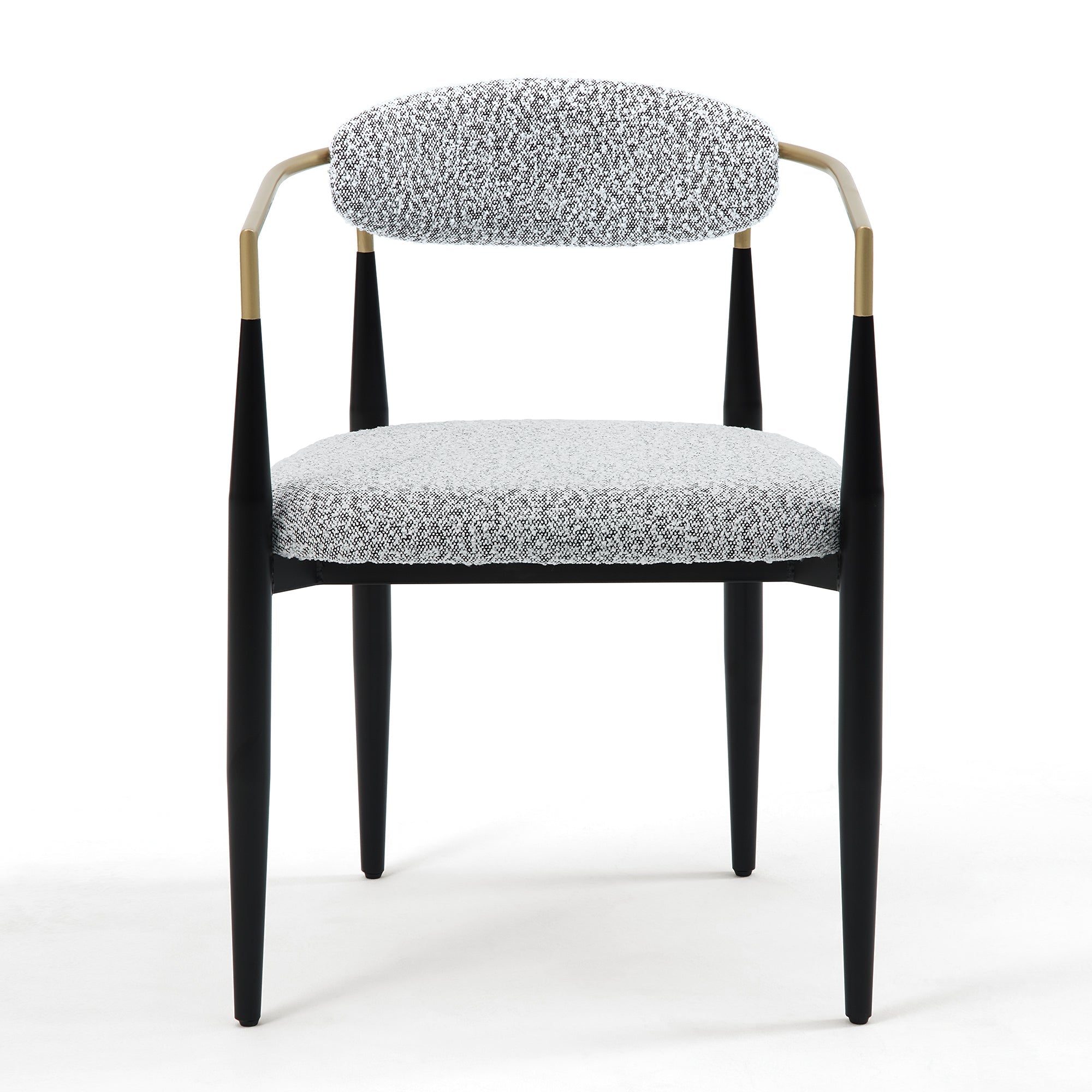 Set of 2 Fabric Dining Chairs with Brushed Gold & Black Base